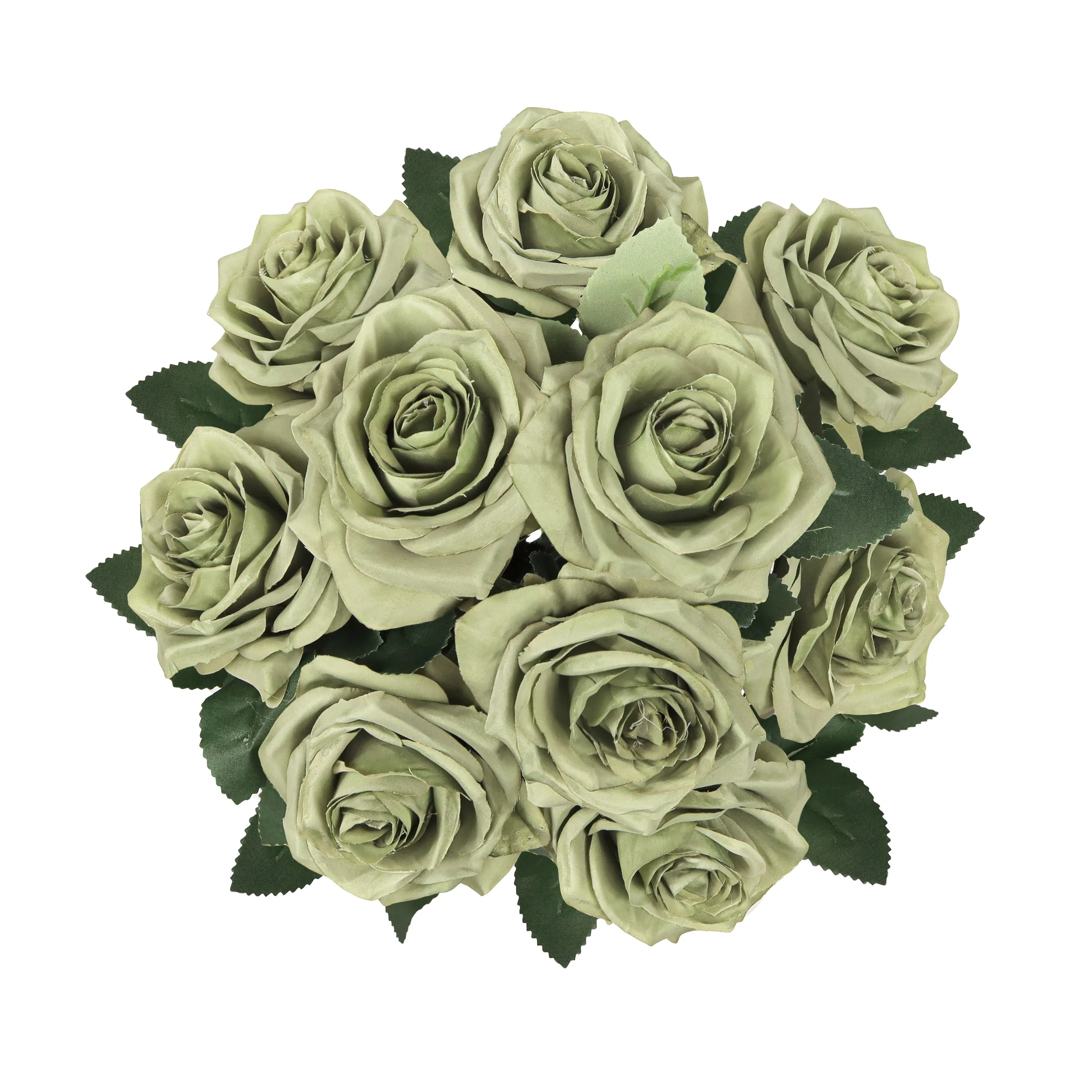Set of 2 Artificial Queen Rose Flower Stem Bush Bouquet 18in