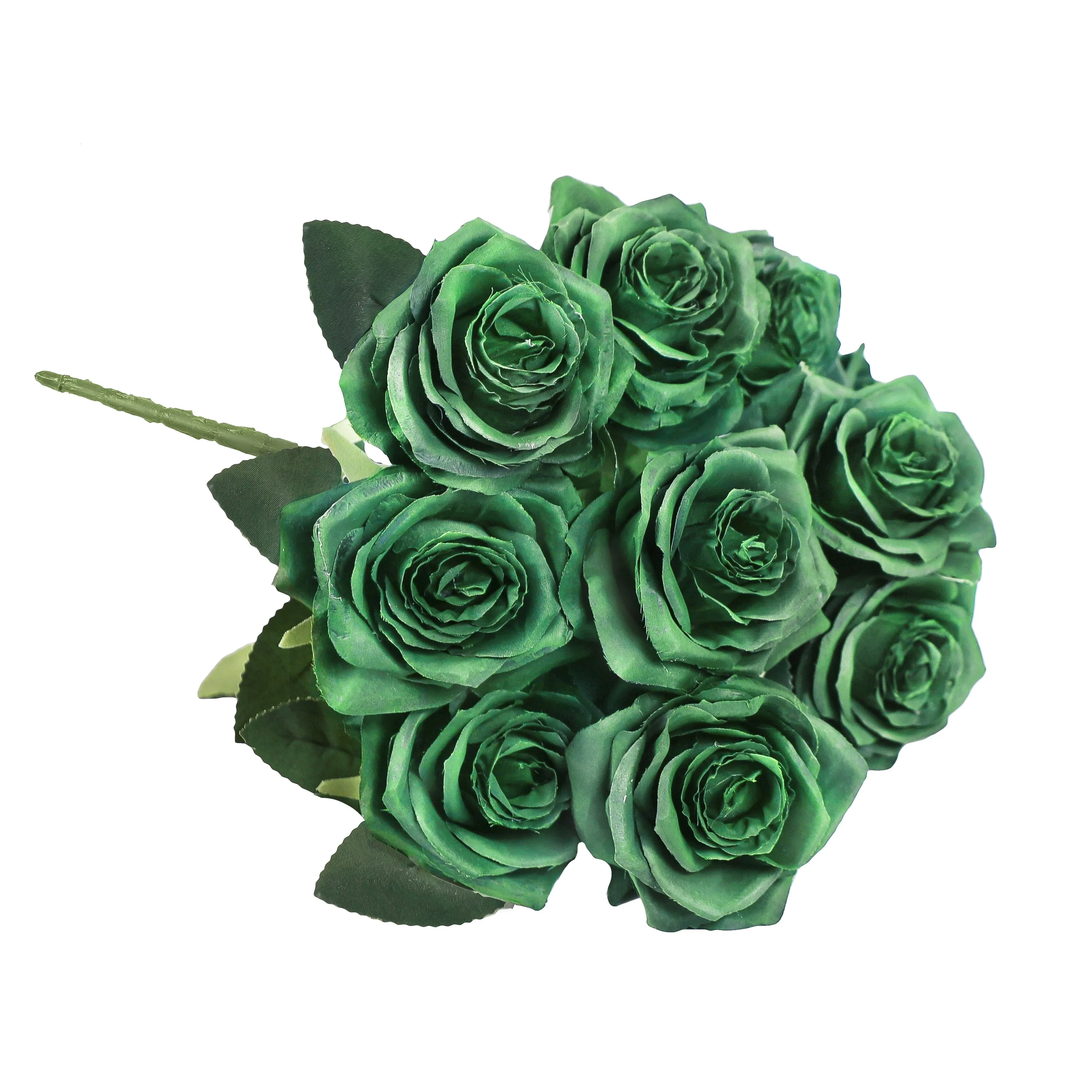 Set of 2 Artificial Queen Rose Flower Stem Bush Bouquet 18in
