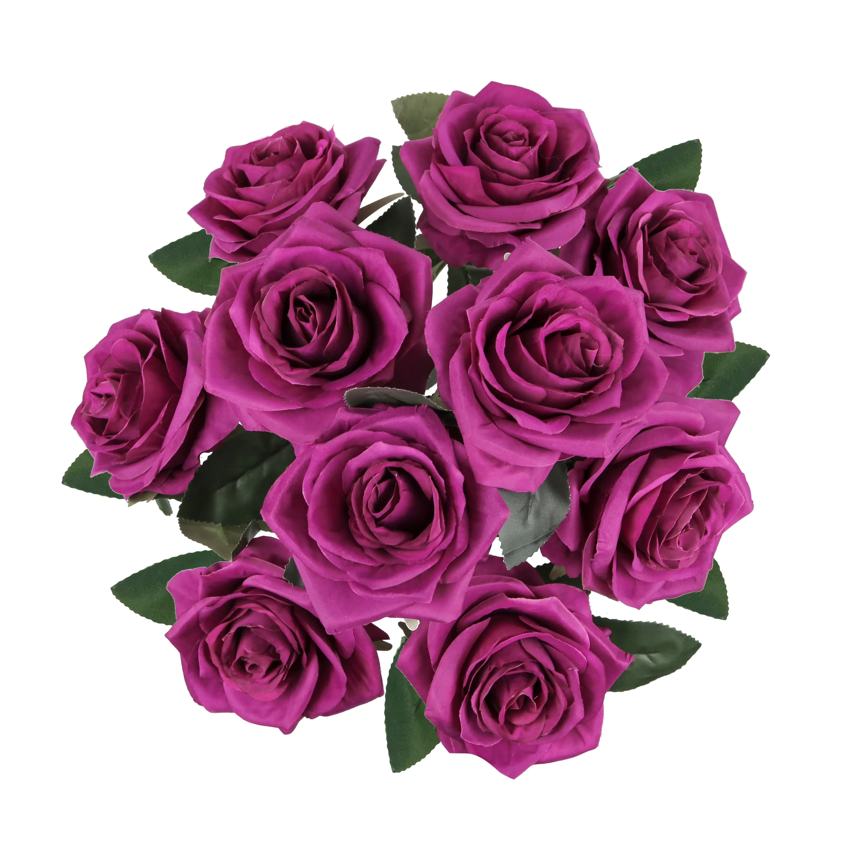 Set of 2 Artificial Queen Rose Flower Stem Bush Bouquet 18in