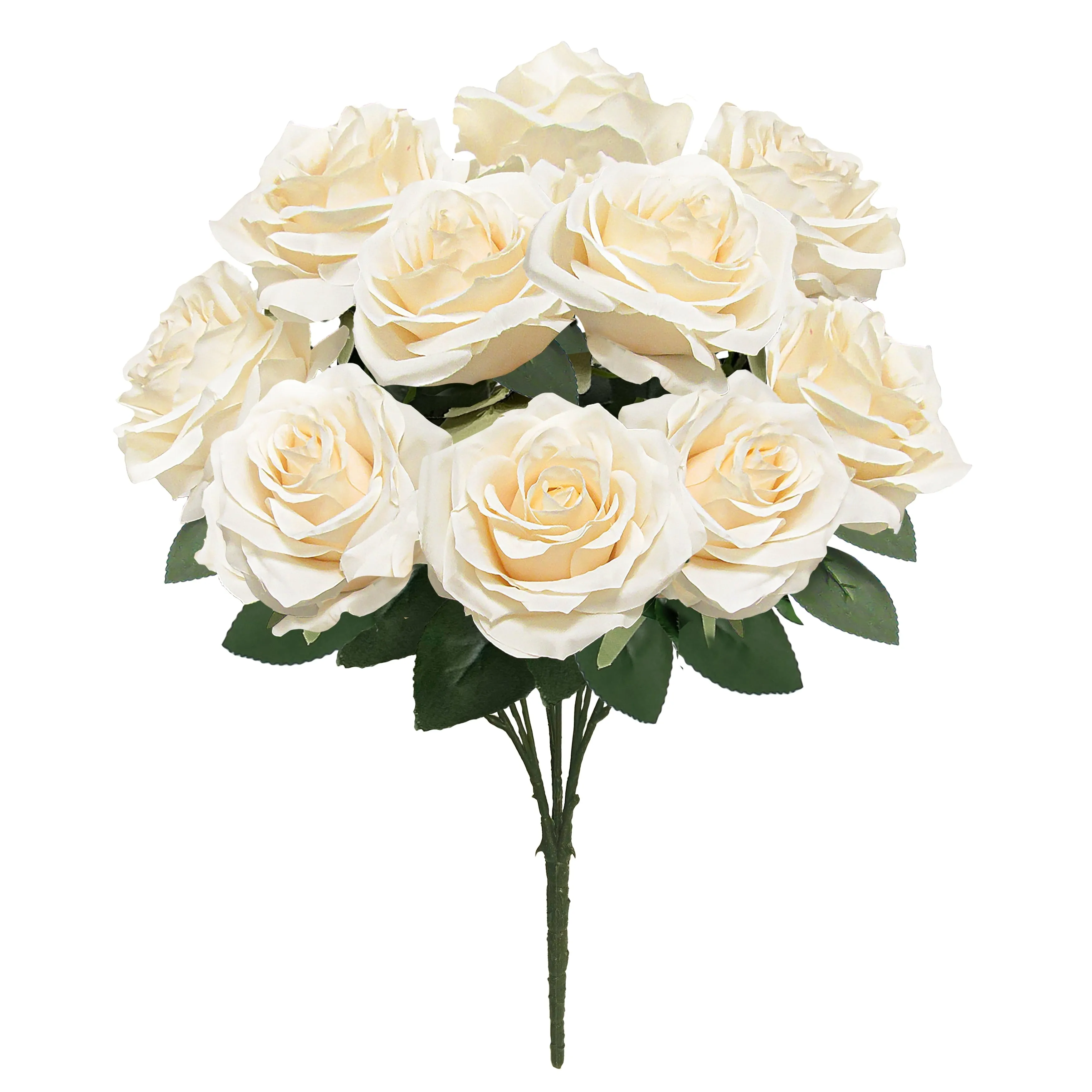 Set of 2 Artificial Queen Rose Flower Stem Bush Bouquet 18in