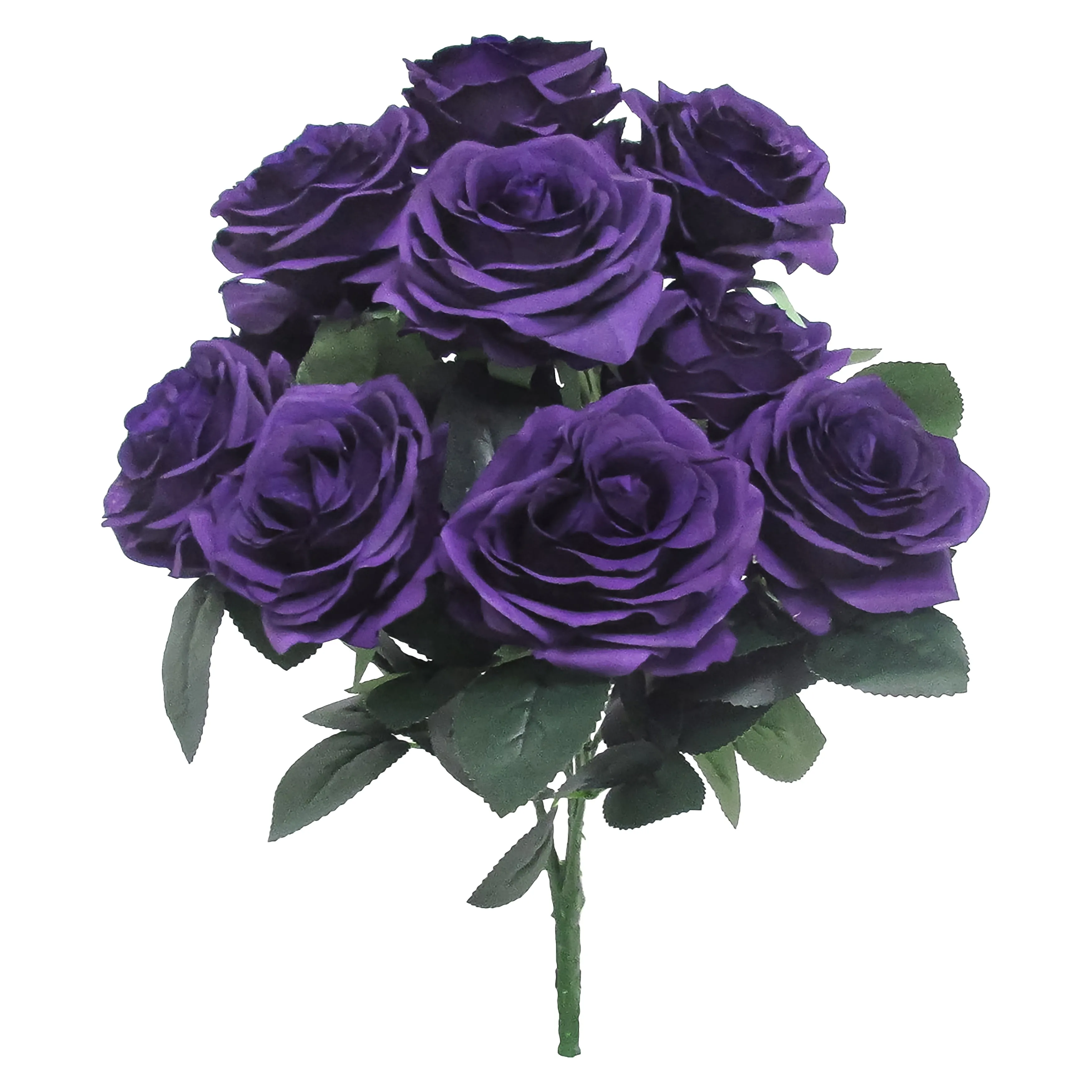 Set of 2 Artificial Queen Rose Flower Stem Bush Bouquet 18in