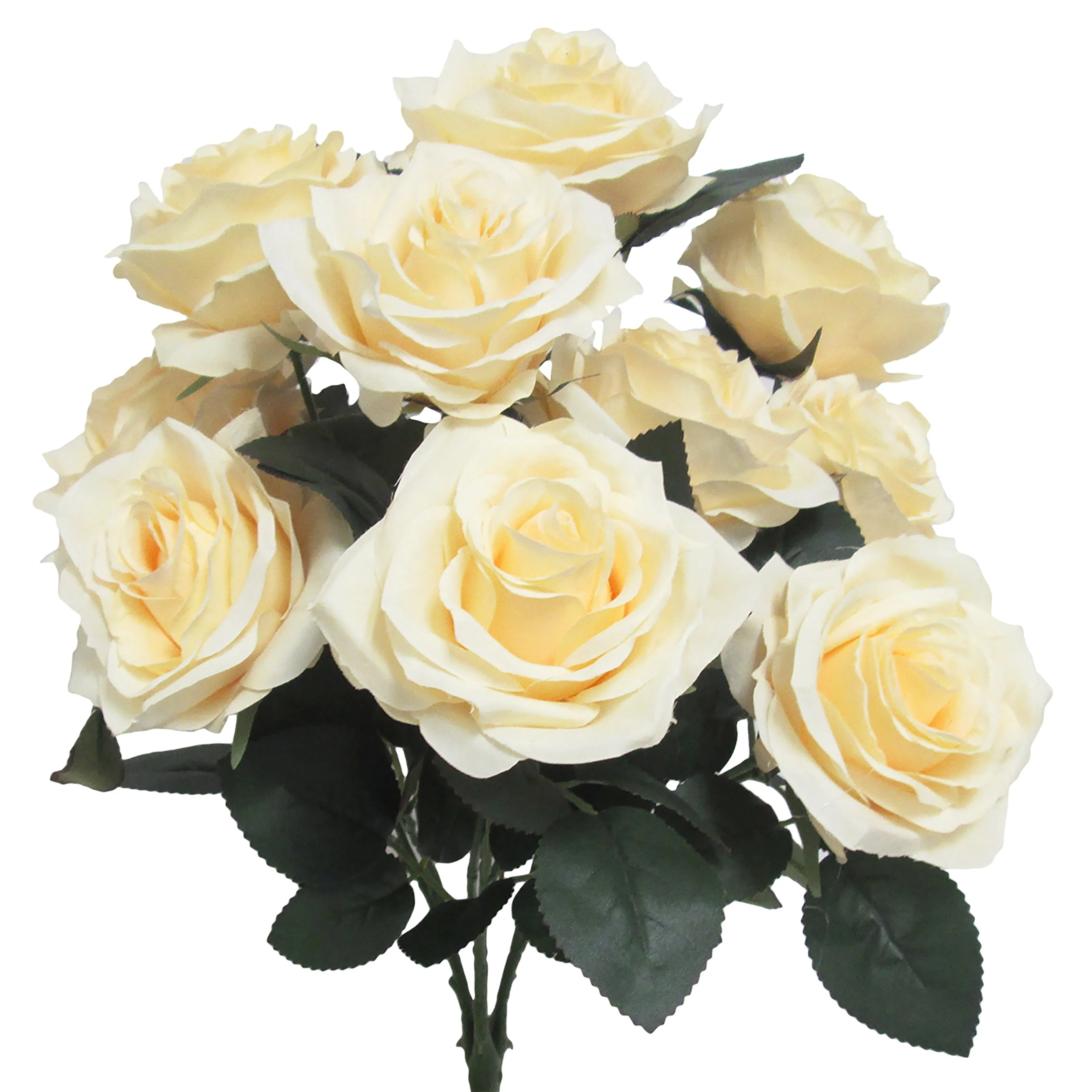 Set of 2 Artificial Queen Rose Flower Stem Bush Bouquet 18in
