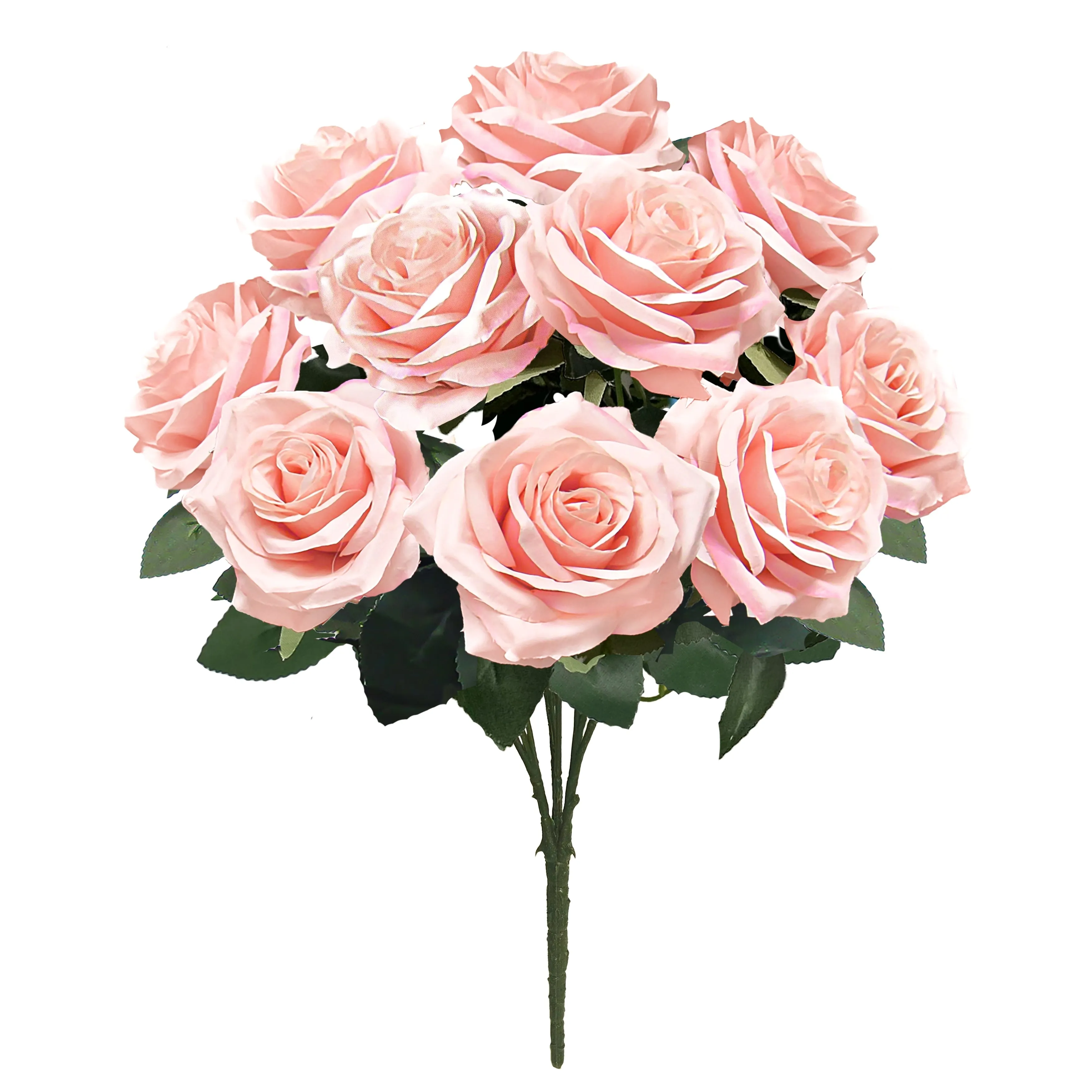 Set of 2 Artificial Queen Rose Flower Stem Bush Bouquet 18in