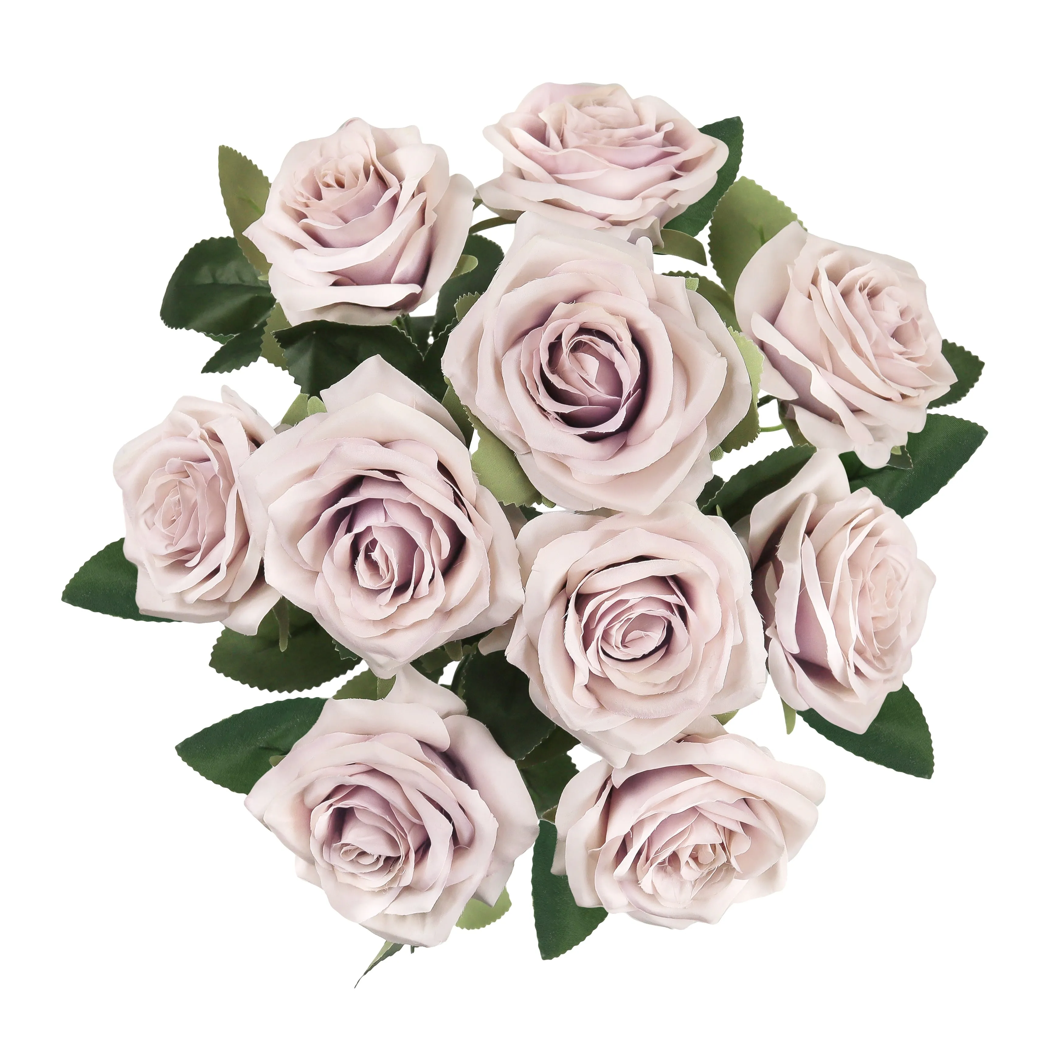Set of 2 Artificial Queen Rose Flower Stem Bush Bouquet 18in