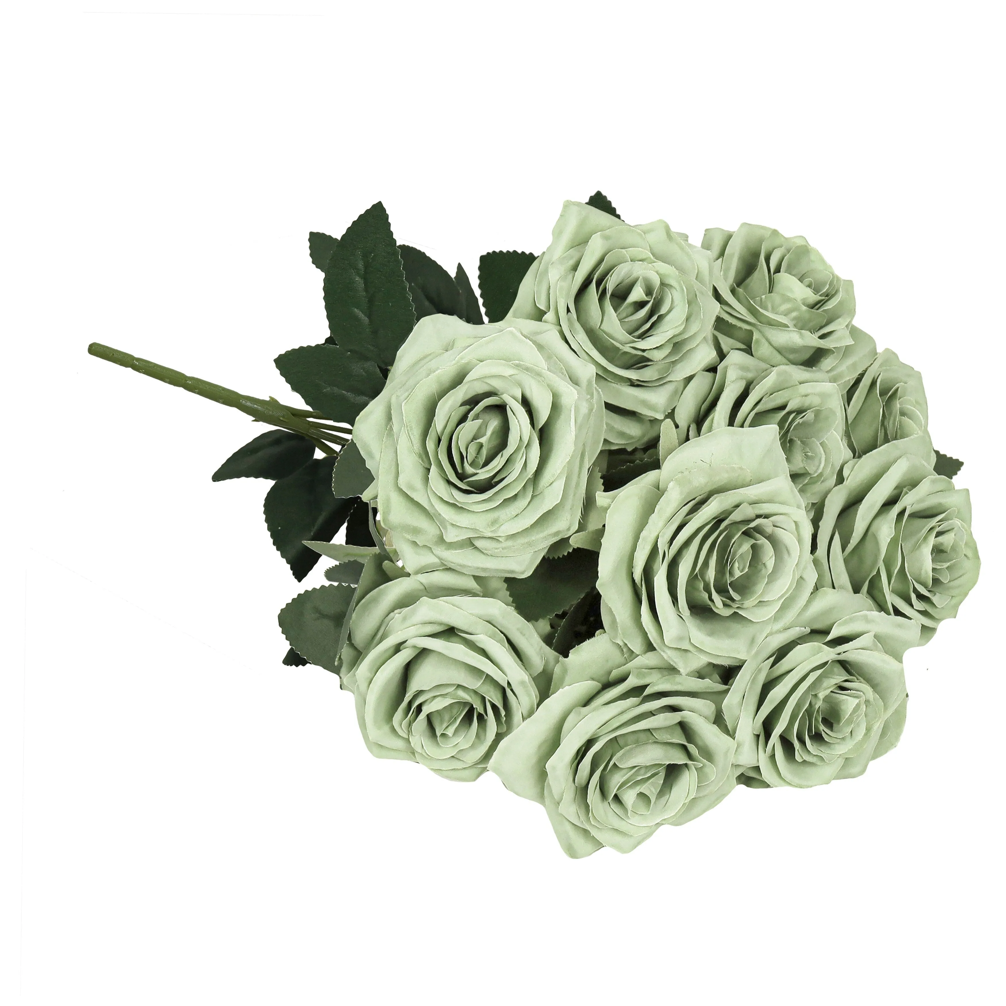 Set of 2 Artificial Queen Rose Flower Stem Bush Bouquet 18in