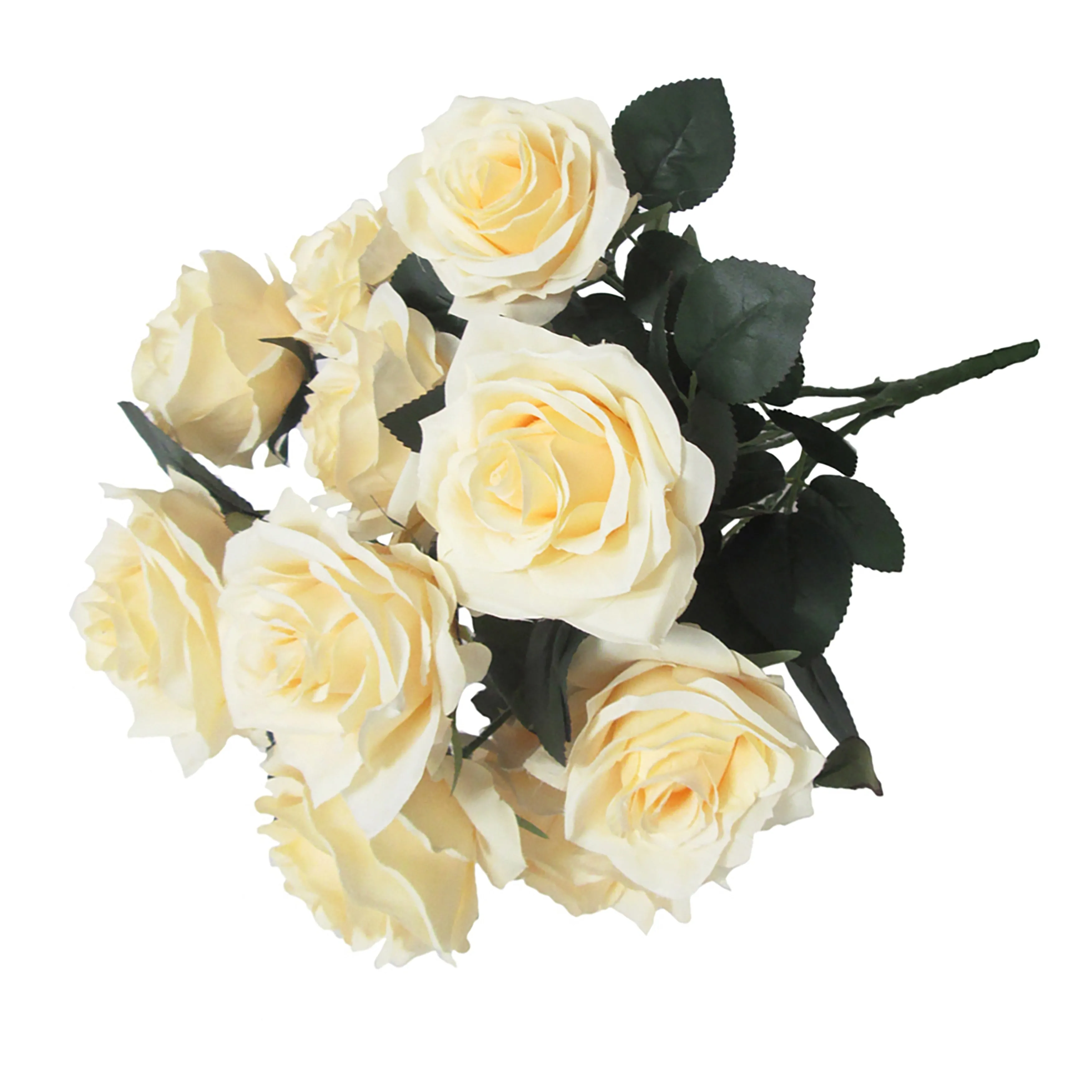 Set of 2 Artificial Queen Rose Flower Stem Bush Bouquet 18in