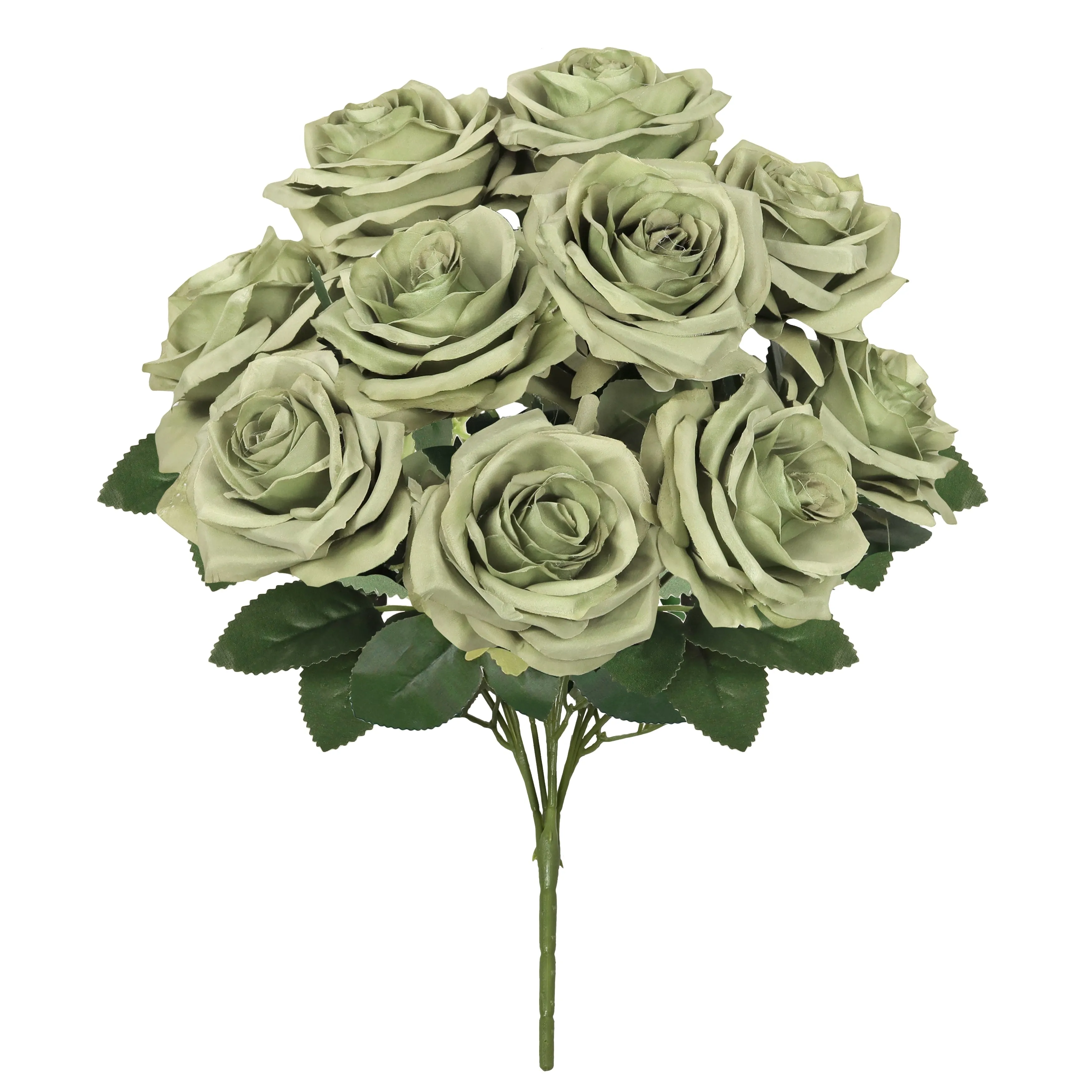 Set of 2 Artificial Queen Rose Flower Stem Bush Bouquet 18in