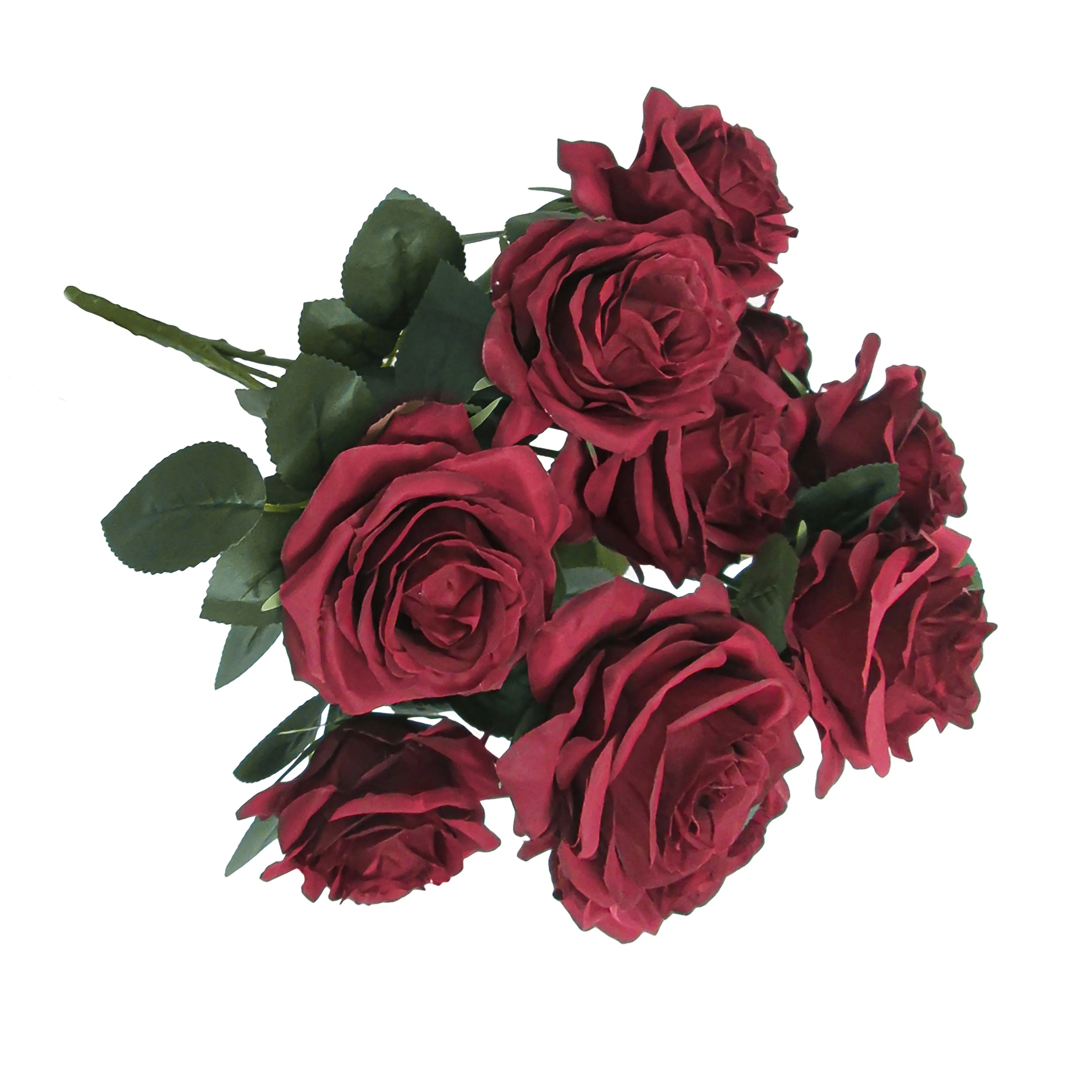 Set of 2 Artificial Queen Rose Flower Stem Bush Bouquet 18in
