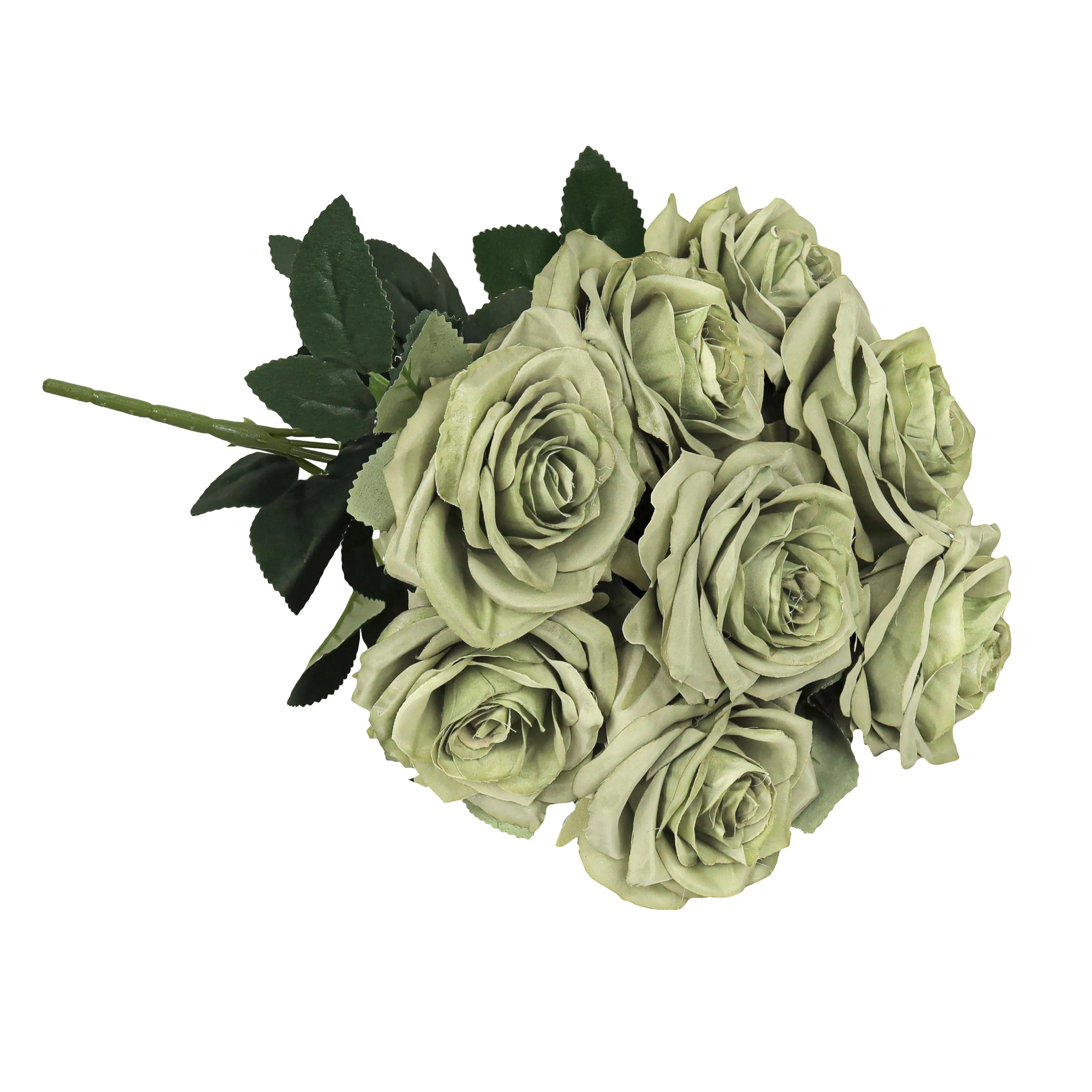 Set of 2 Artificial Queen Rose Flower Stem Bush Bouquet 18in