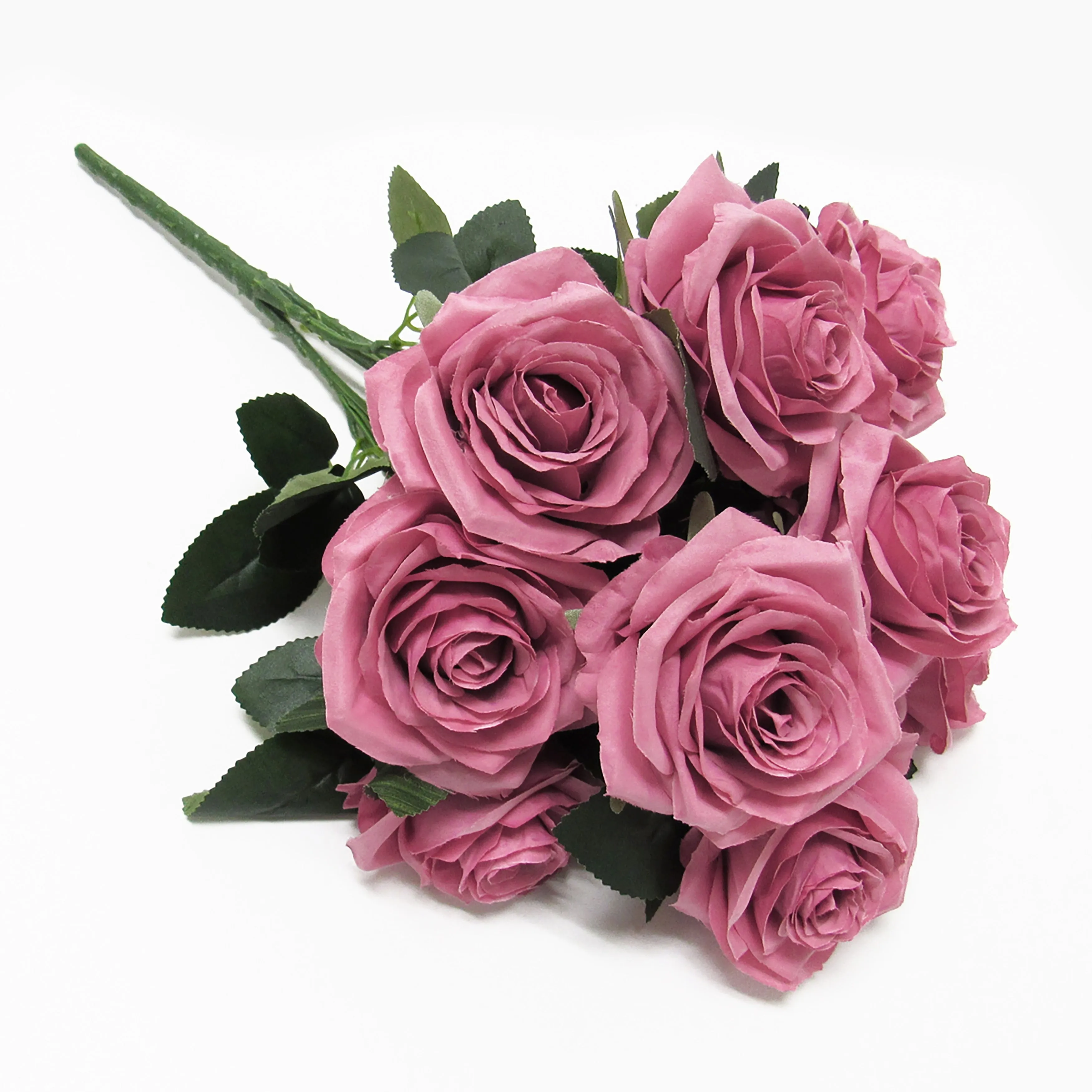 Set of 2 Artificial Queen Rose Flower Stem Bush Bouquet 18in