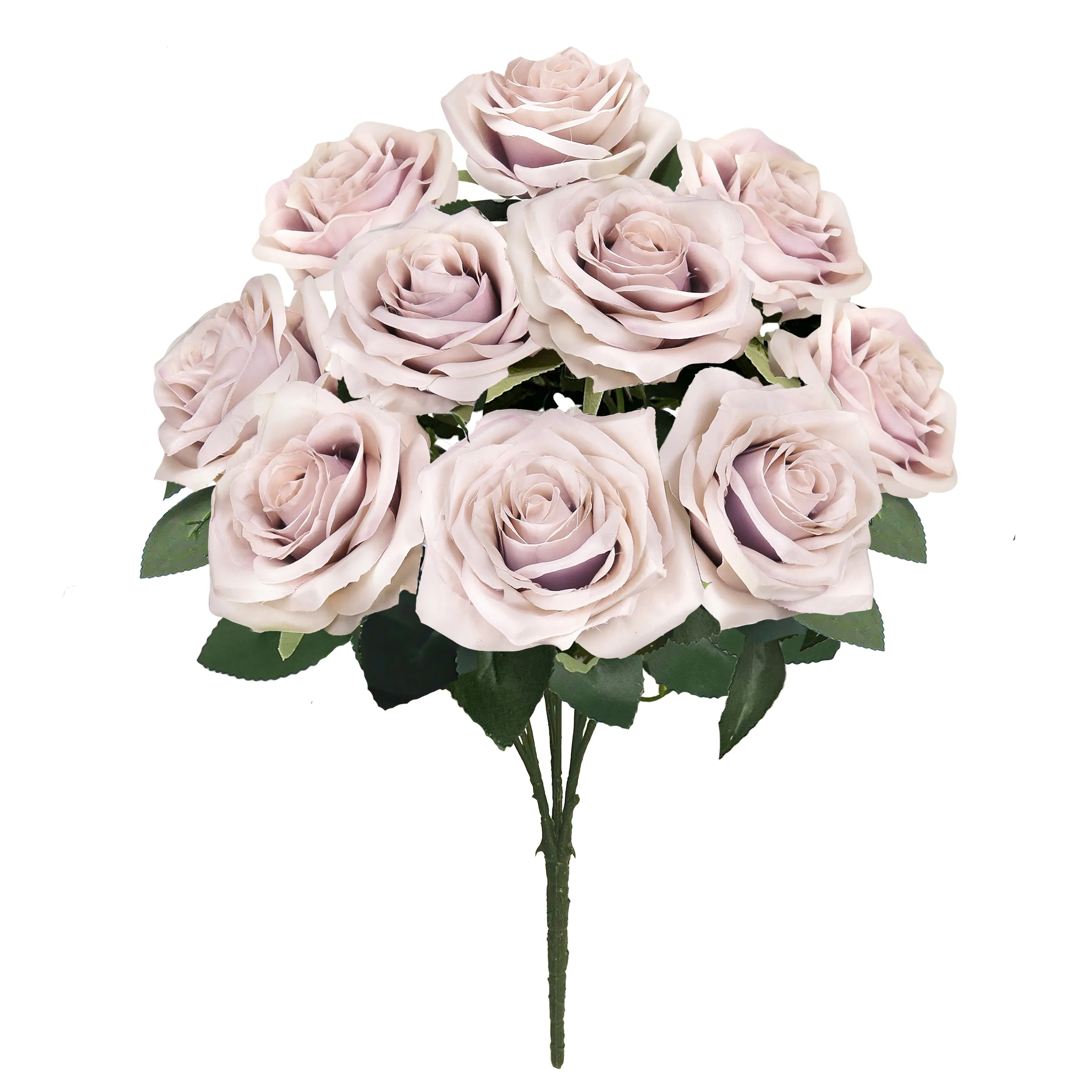 Set of 2 Artificial Queen Rose Flower Stem Bush Bouquet 18in