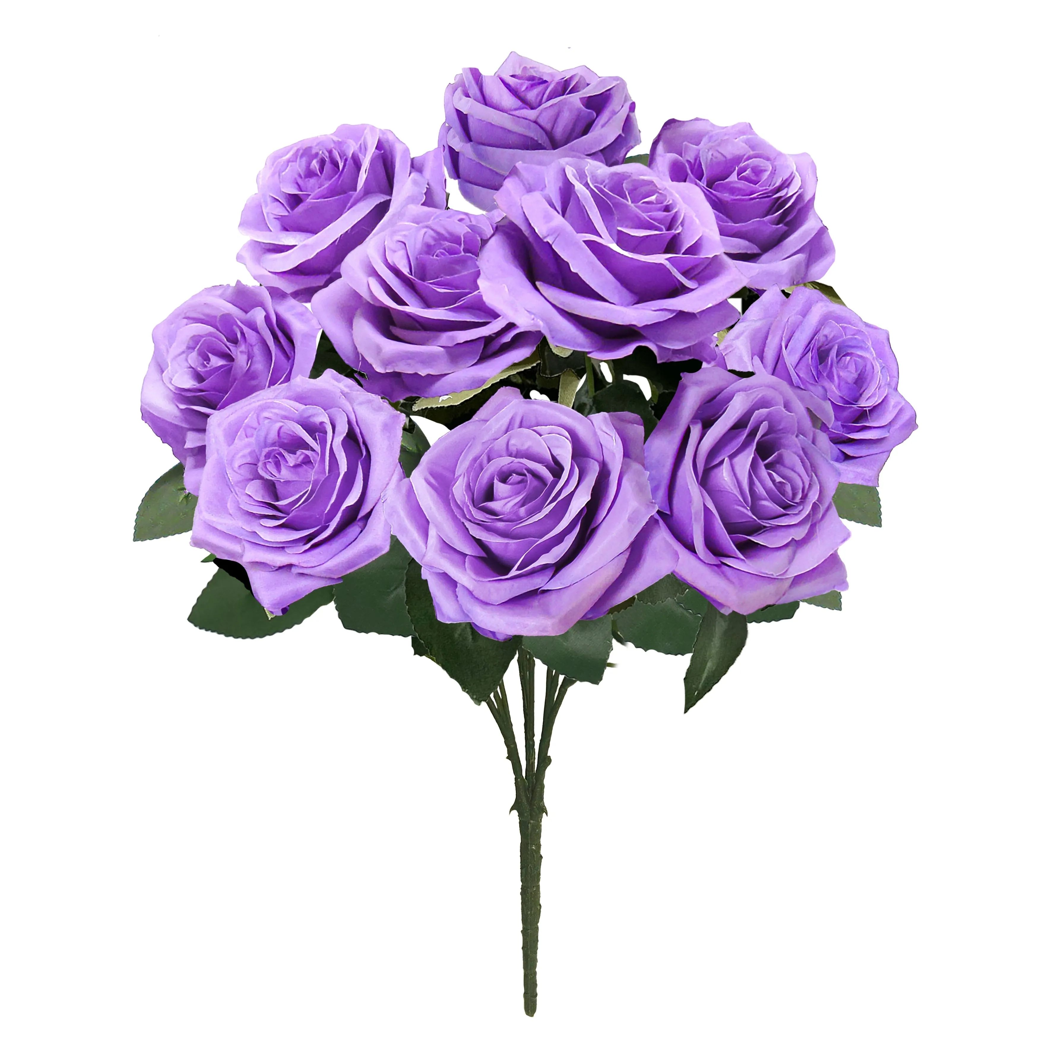 Set of 2 Artificial Queen Rose Flower Stem Bush Bouquet 18in