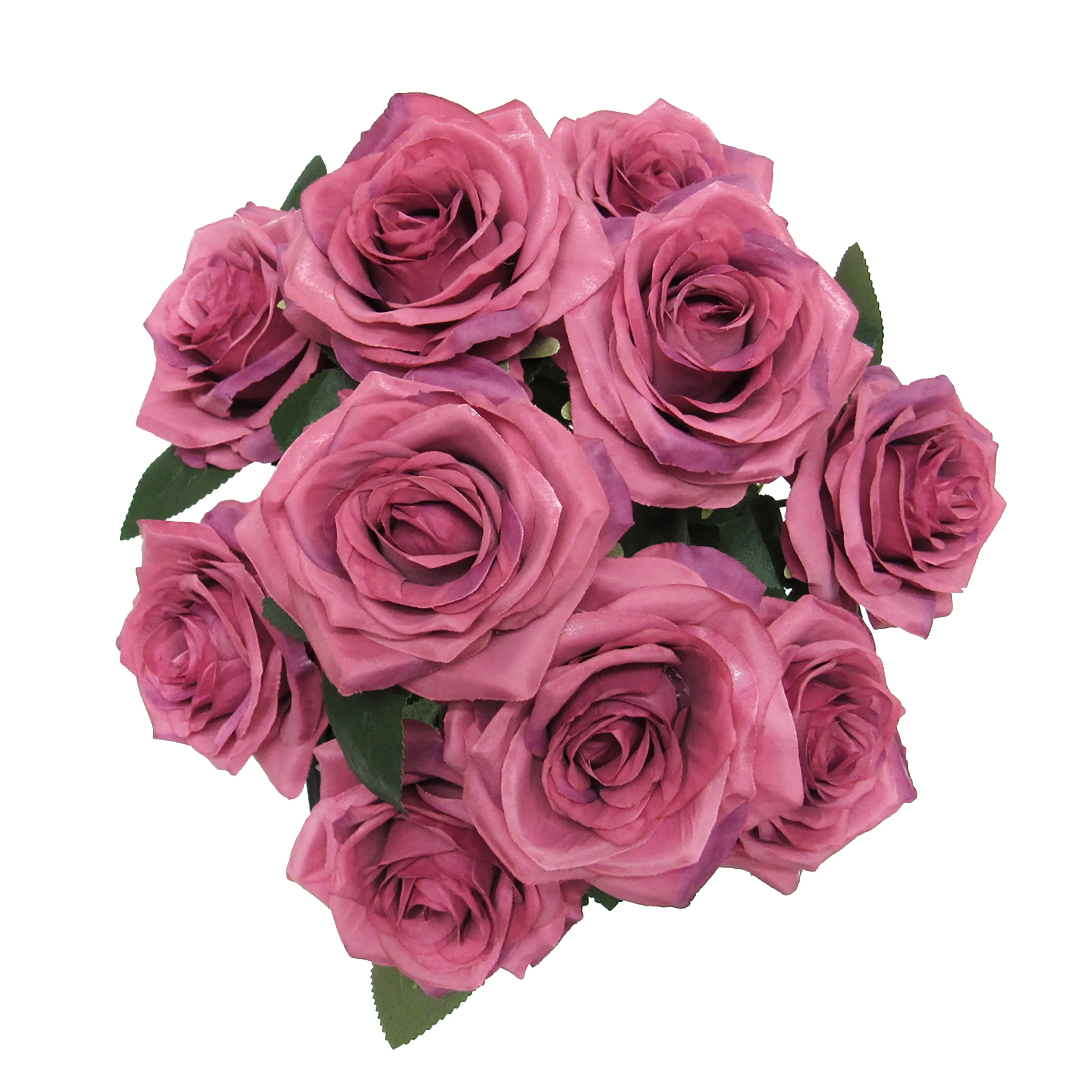 Set of 2 Artificial Queen Rose Flower Stem Bush Bouquet 18in