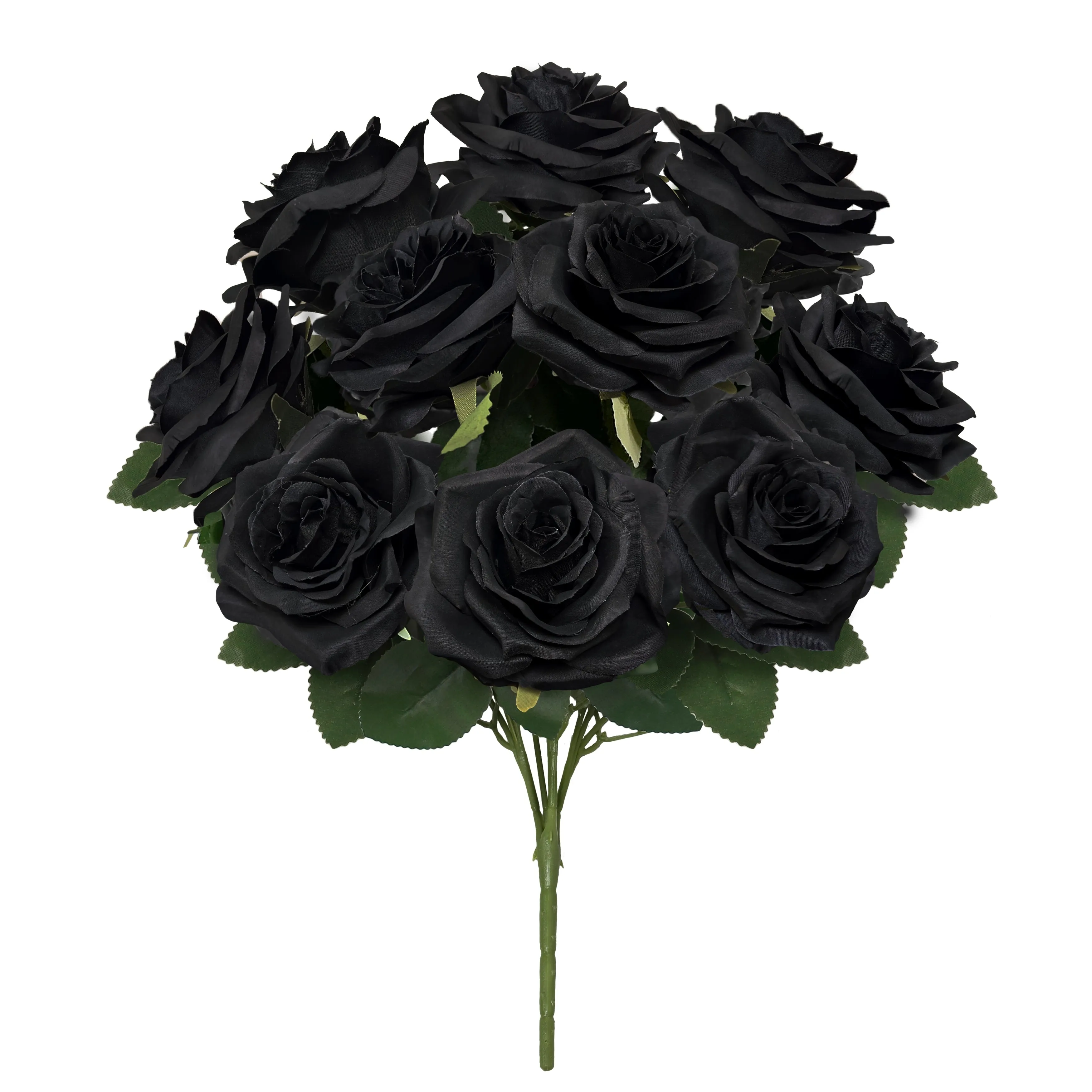 Set of 2 Artificial Queen Rose Flower Stem Bush Bouquet 18in