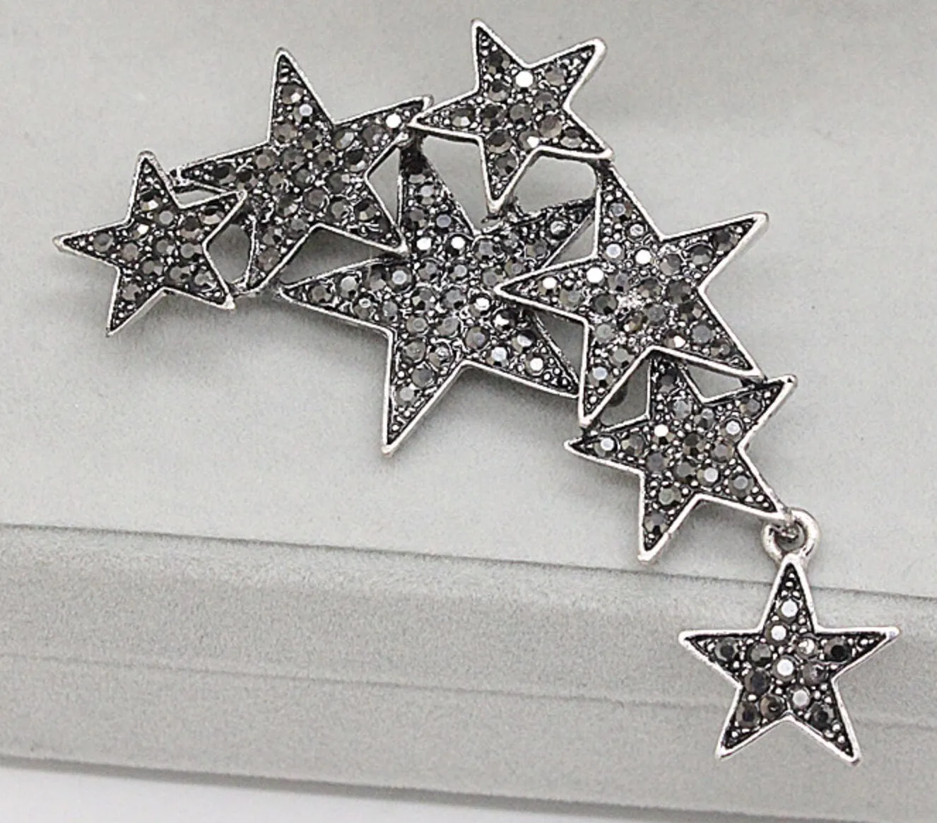 Seven stars brooch vintage look silver plated high end design broach pin a1 new