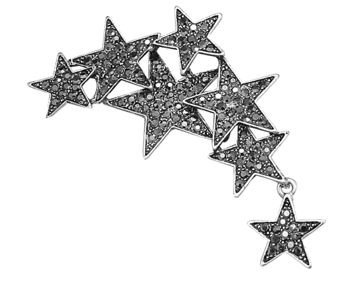Seven stars brooch vintage look silver plated high end design broach pin a1 new