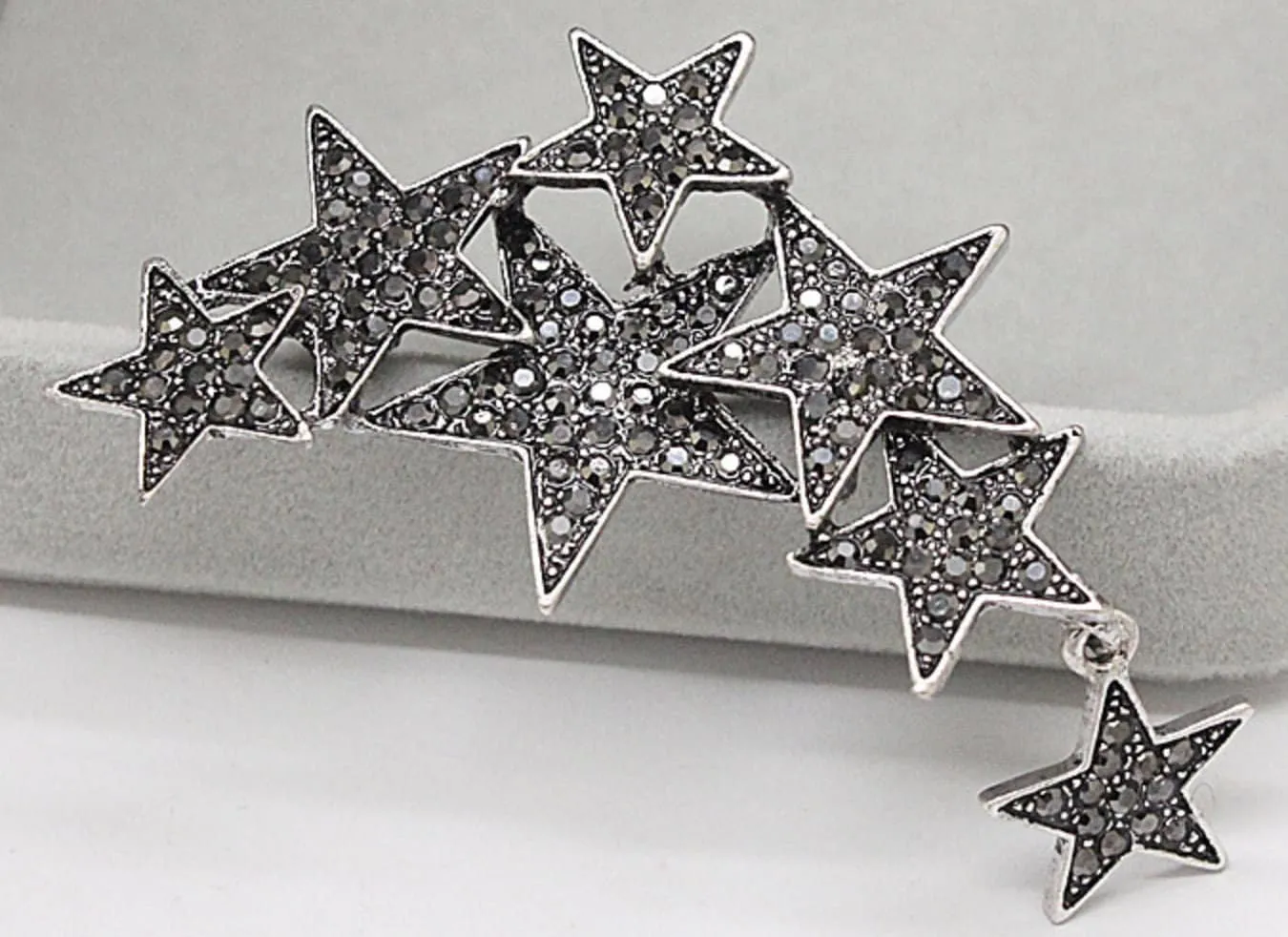 Seven stars brooch vintage look silver plated high end design broach pin a1 new