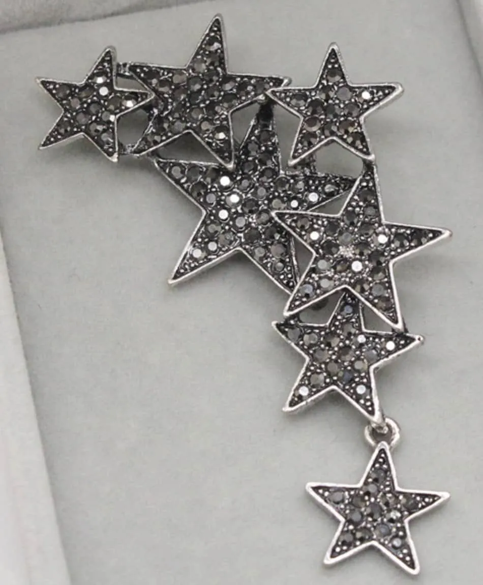 Seven stars brooch vintage look silver plated high end design broach pin a1 new