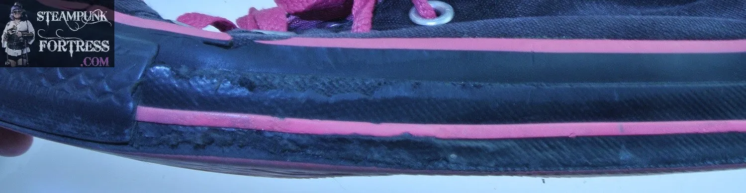 SHOES CONVERSE HIGH TOP HI TOPS BLACK HOT PINK MENS 5 WOMENS SIZE 7 VINTAGE PRE-OWNED