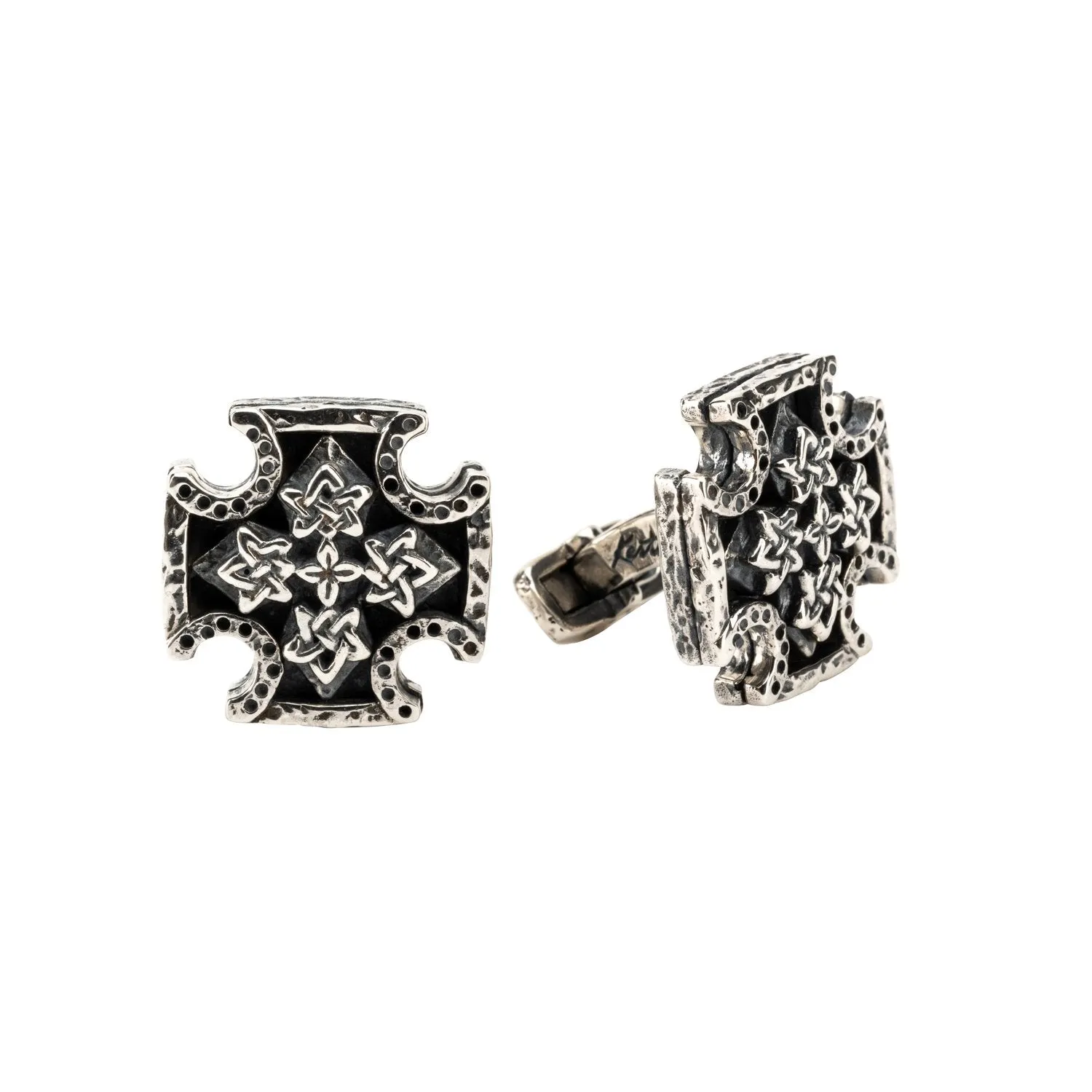 Silver or Silver and Bronze Biker Cross Cufflinks