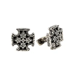 Silver or Silver and Bronze Biker Cross Cufflinks