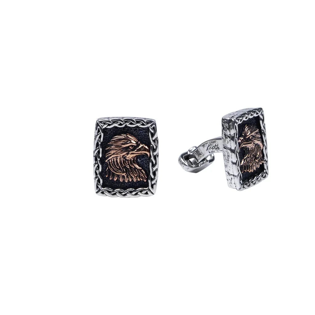 Silver or Silver and Bronze Eagle Cufflinks