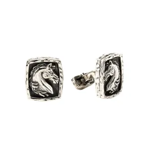 Silver or Silver and Bronze Horse Cufflinks