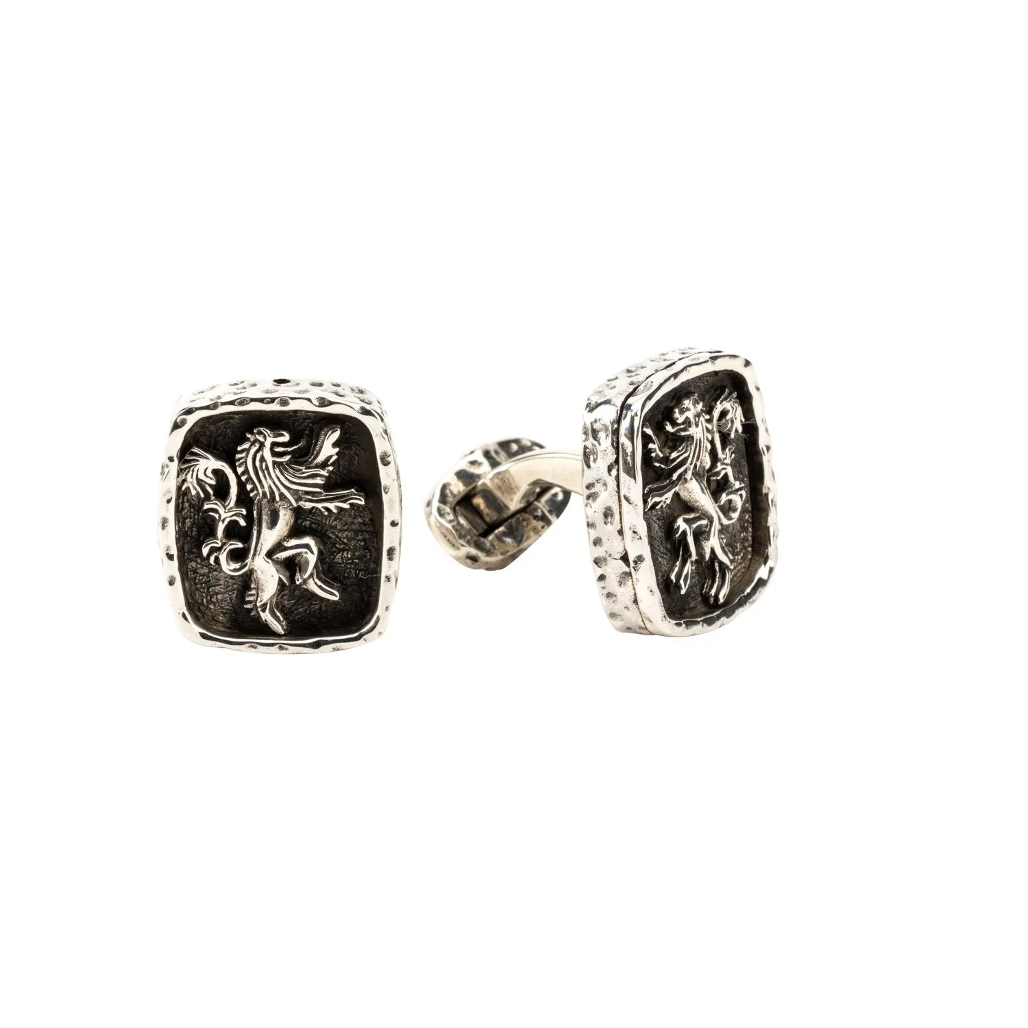 Silver or Silver and Bronze Lion Rampant Cufflinks