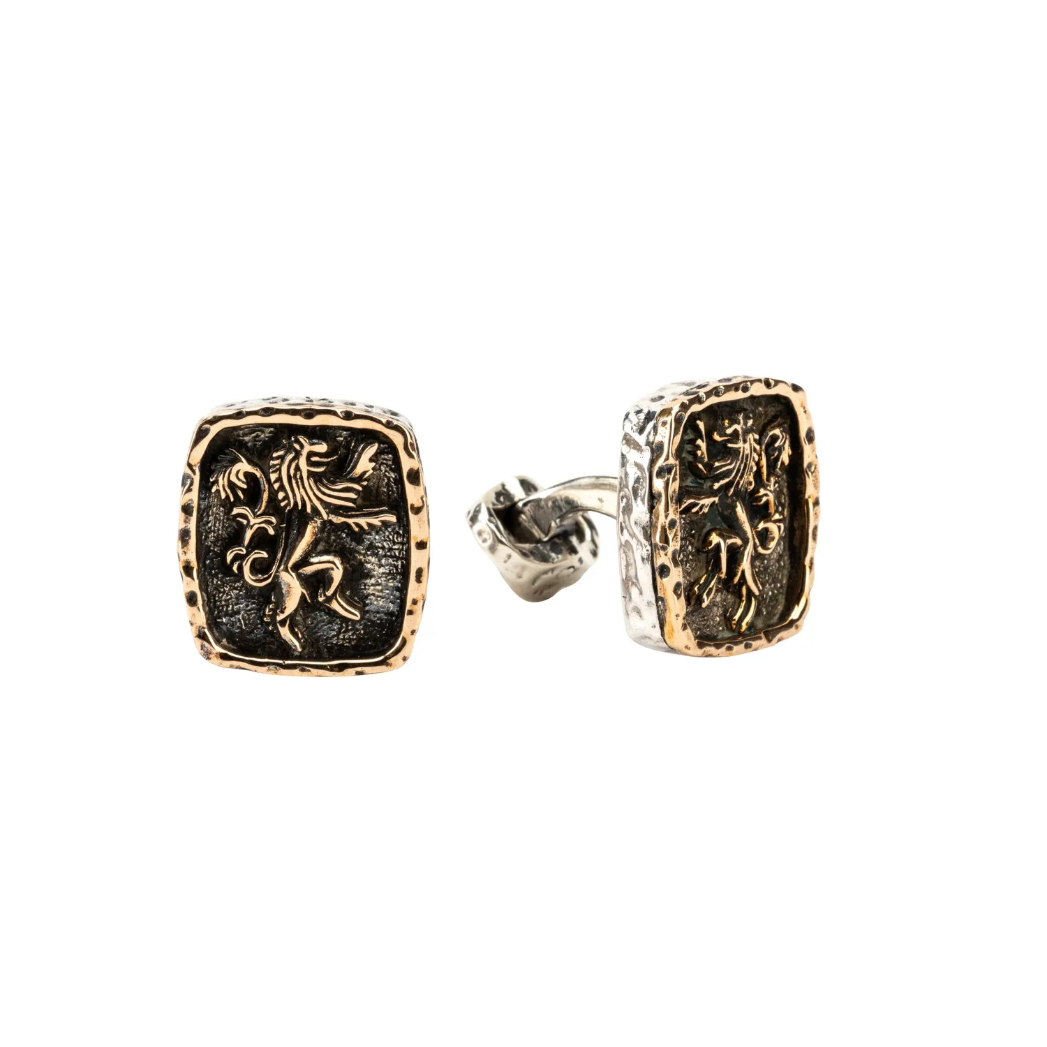 Silver or Silver and Bronze Lion Rampant Cufflinks