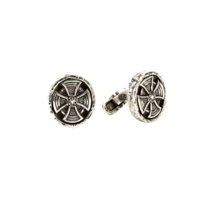 Silver or Silver and Bronze Oval Cross Cufflinks
