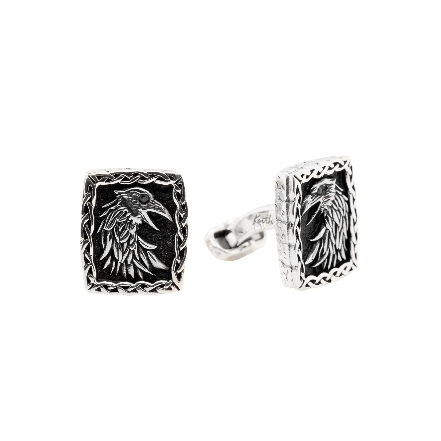 Silver or Silver and Bronze Raven Cufflinks