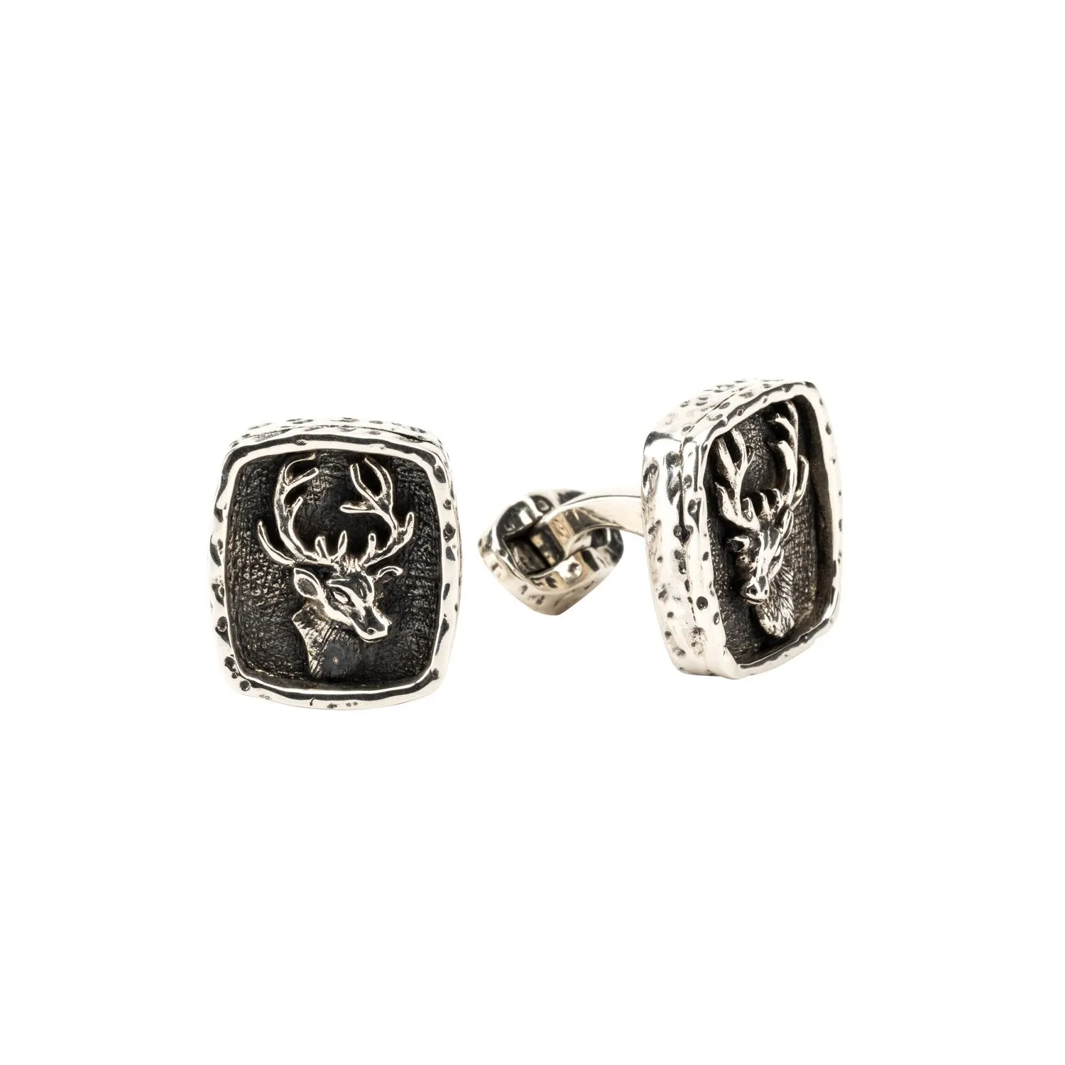 Silver or Silver and Bronze Stag Cufflinks