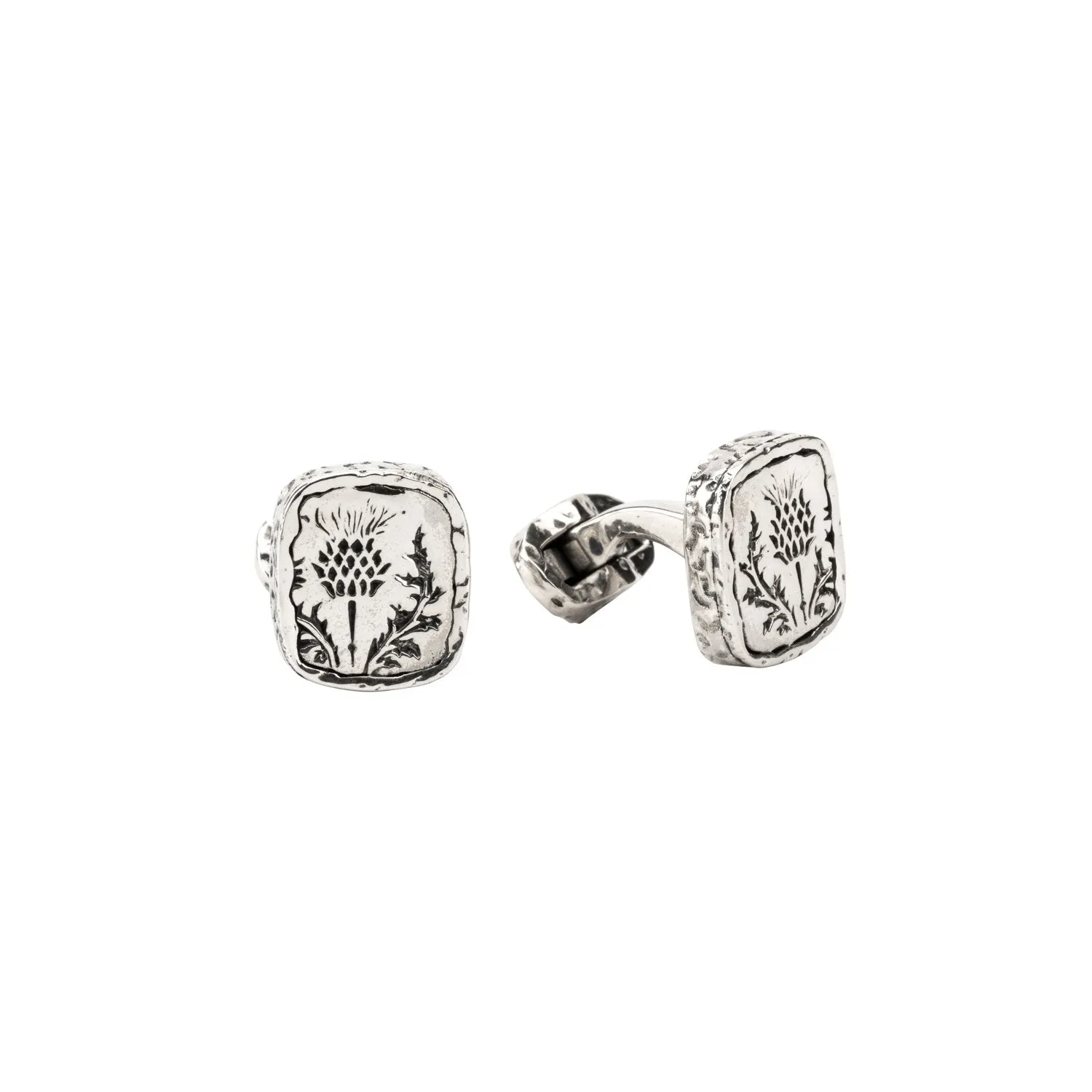 Silver or Silver and Bronze Thistle Cufflinks