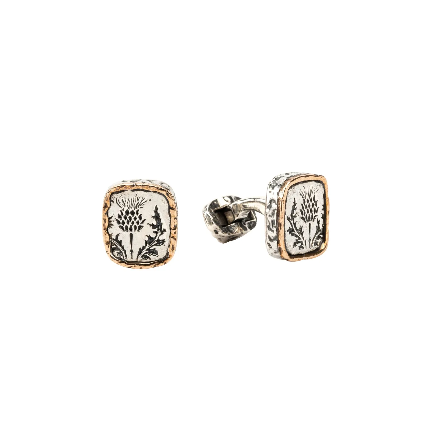 Silver or Silver and Bronze Thistle Cufflinks
