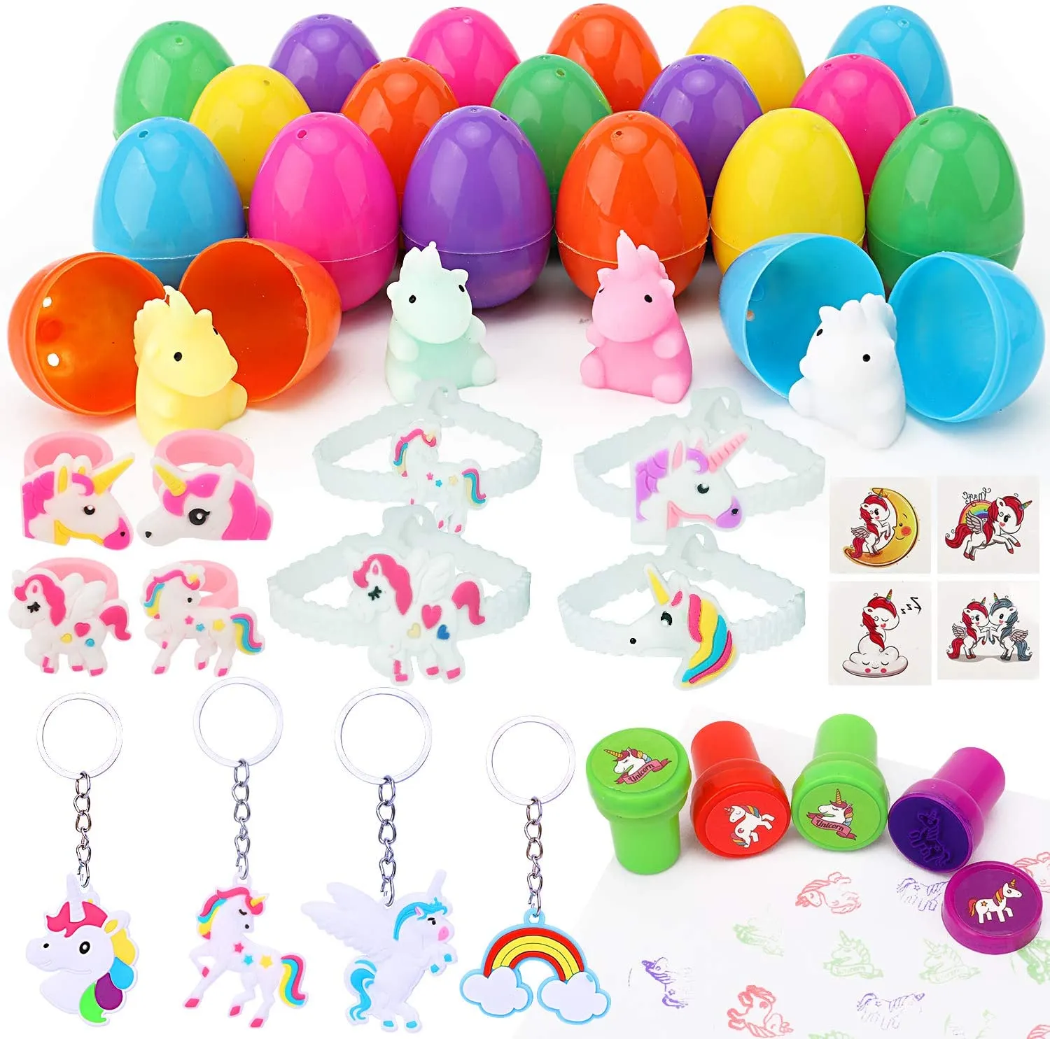 Sizonjoy 24 Pack Unicorn Filled Easter Eggs,Unicorn Surprise Plastic Eggs,for Easter Theme Party Favor,Basket Stuffers Fillers, Easter Eggs Hunt (24)