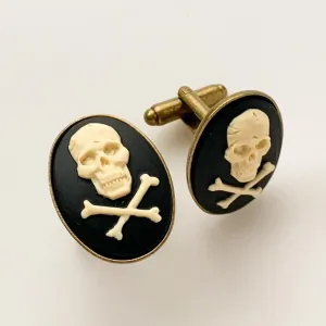 Skull and Crossbones Cufflinks in Bronze