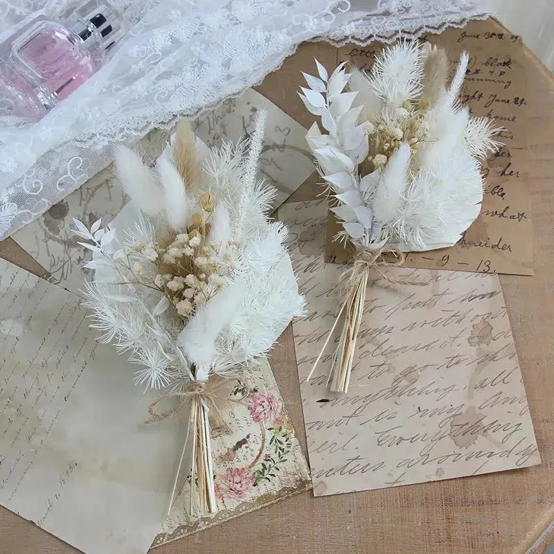 Small Bunch Dry Plant Wedding Bride Holding Flowers