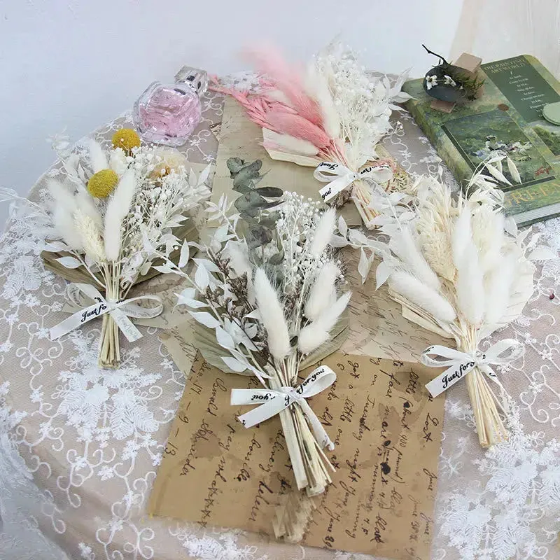 Small Bunch Dry Plant Wedding Bride Holding Flowers