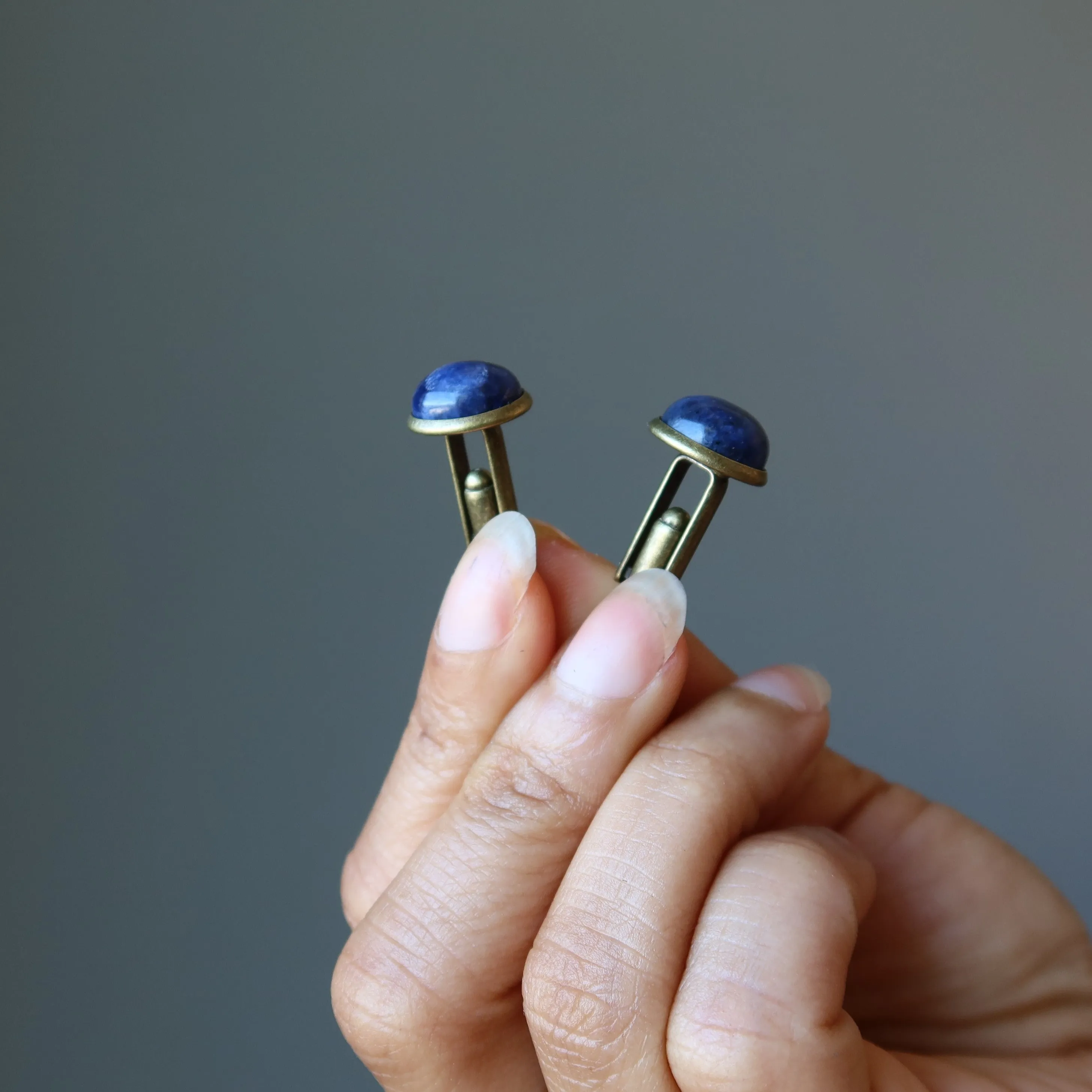 Sodalite Cufflinks Blue Professional Antiqued Bronze