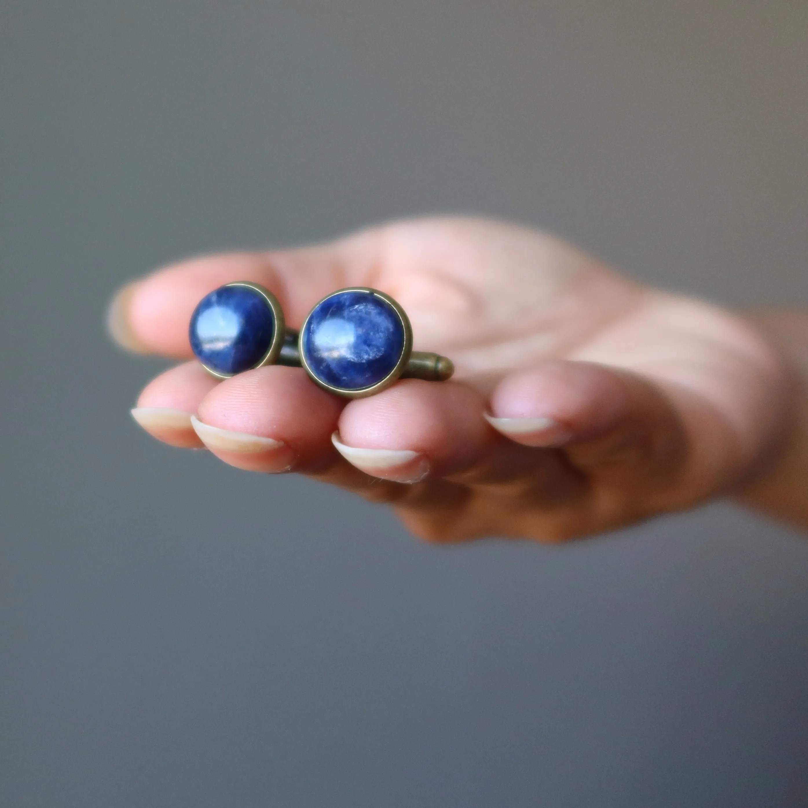 Sodalite Cufflinks Blue Professional Antiqued Bronze
