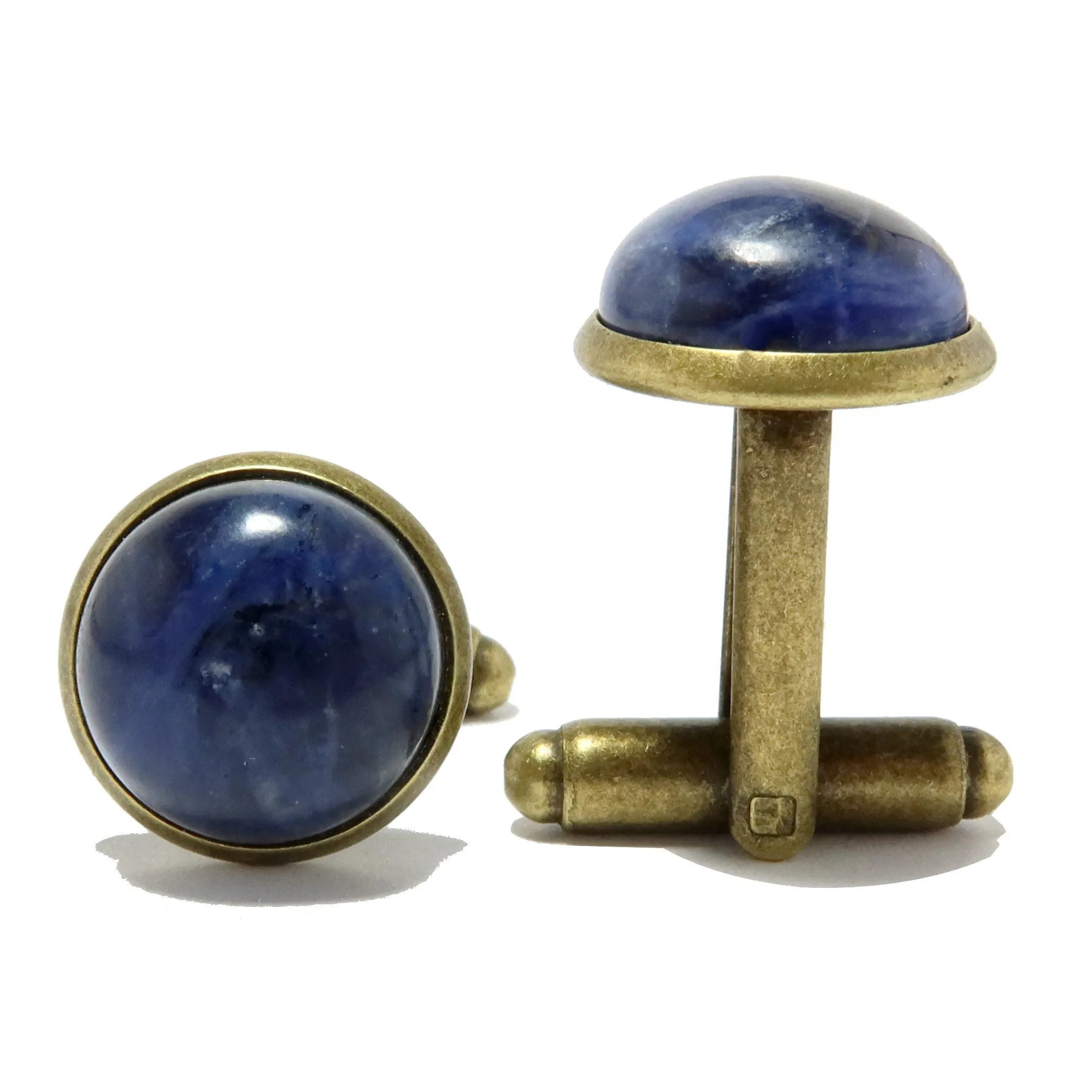 Sodalite Cufflinks Blue Professional Antiqued Bronze