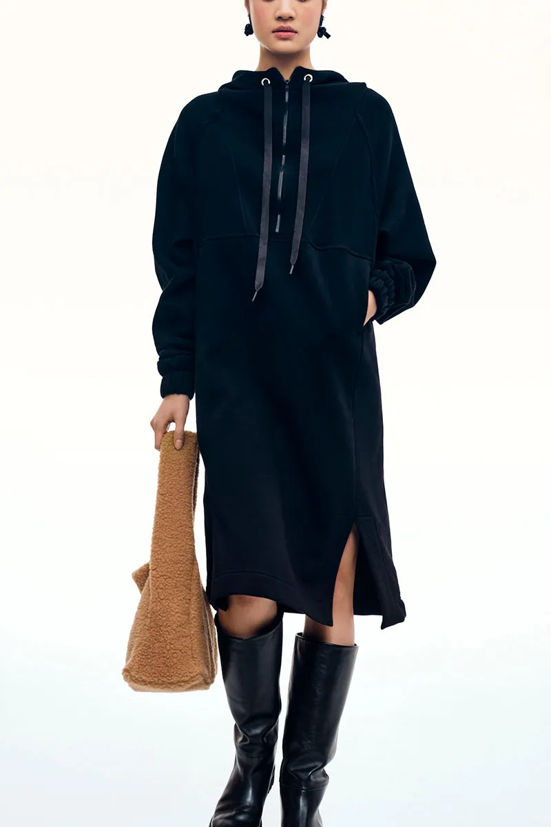 Sophisticated Neoprene Hoodie Dress | Relaxed Luxe Style