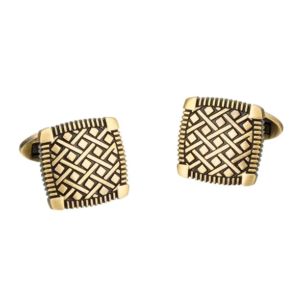 Square Bronze Checkered Pattern Cufflinks 方形古銅方格紋袖扣