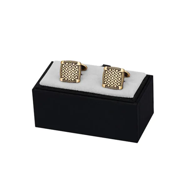 Square Bronze Checkered Pattern Cufflinks 方形古銅方格紋袖扣