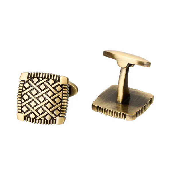 Square Bronze Checkered Pattern Cufflinks 方形古銅方格紋袖扣