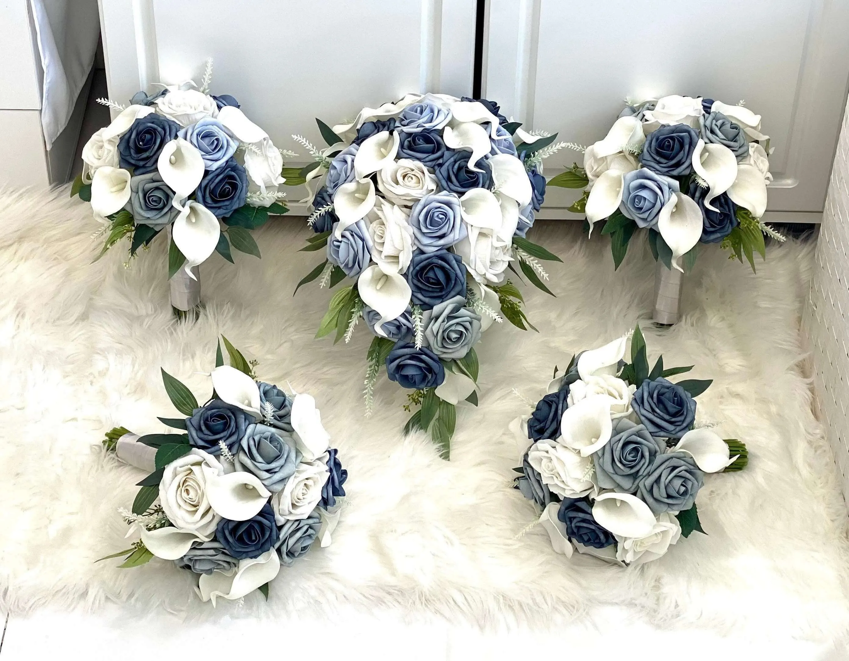 Steel Blue, Light Blue and White Wedding Flower Package