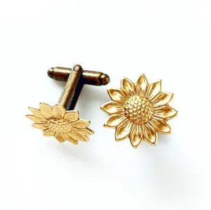 Sunflower Cufflinks in Brass
