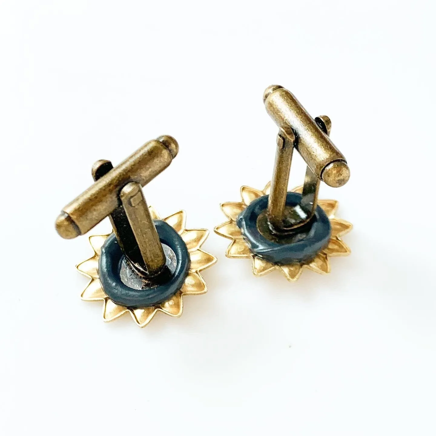 Sunflower Cufflinks in Brass