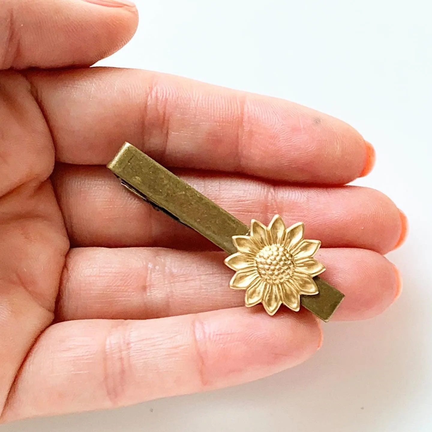 Sunflower Tie Clip / Brass
