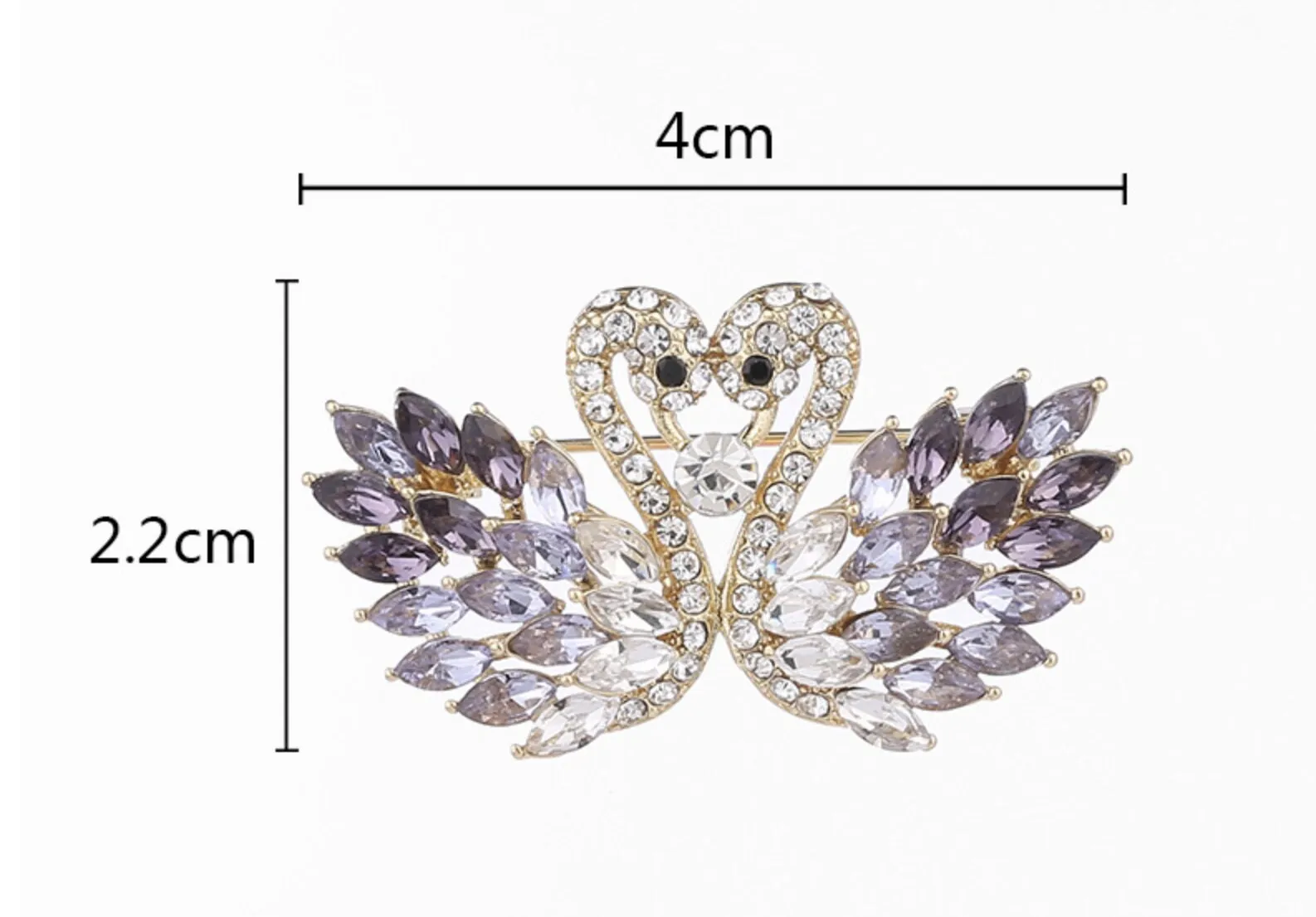 Swan Couple Brooch Gold Plated Stunning diamonte LOVE Celebrity Queen pin S27